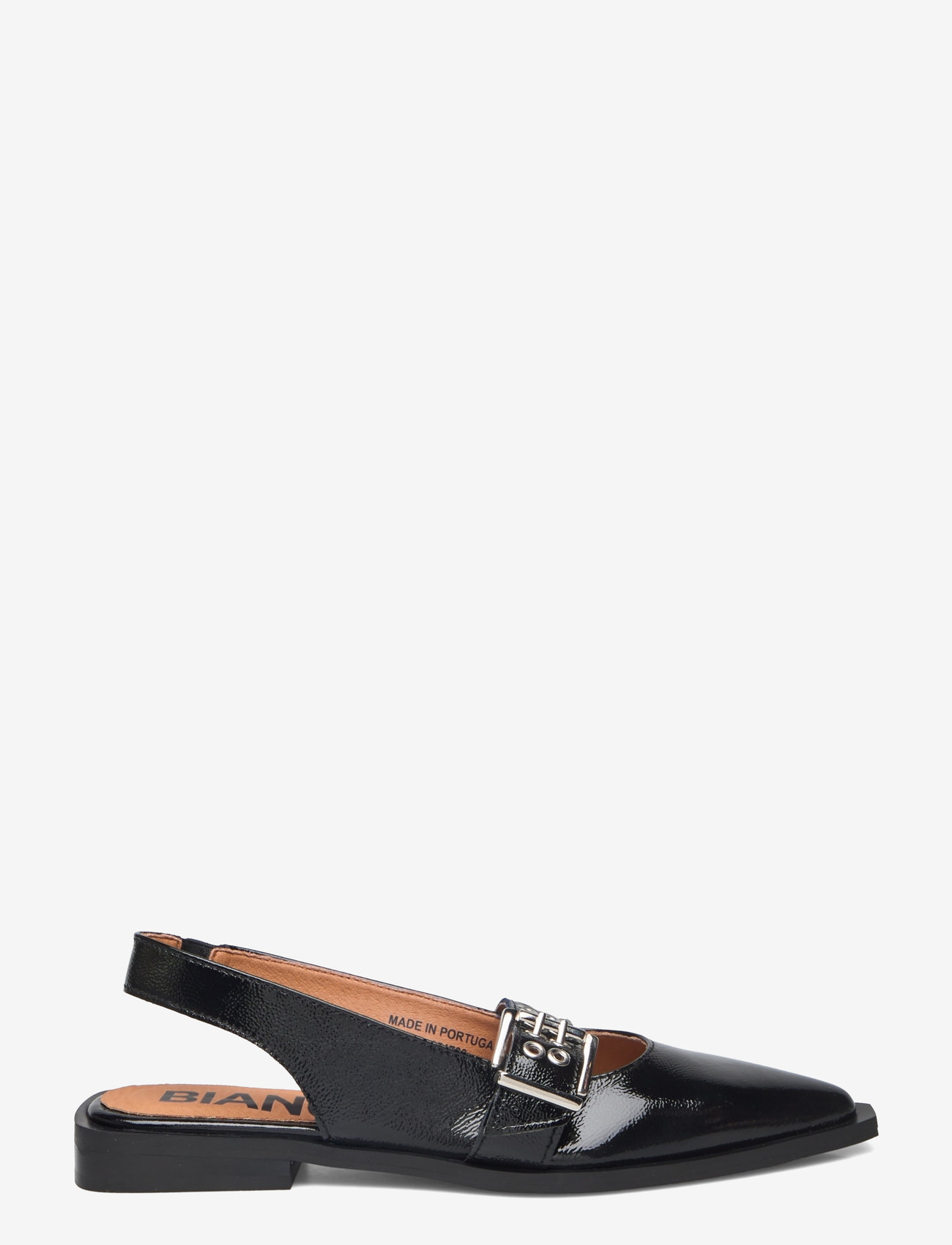 Bianco - BIAVICTORIA Single Buckle Slingback Leather - platta slingbacks - black nappalak - 1