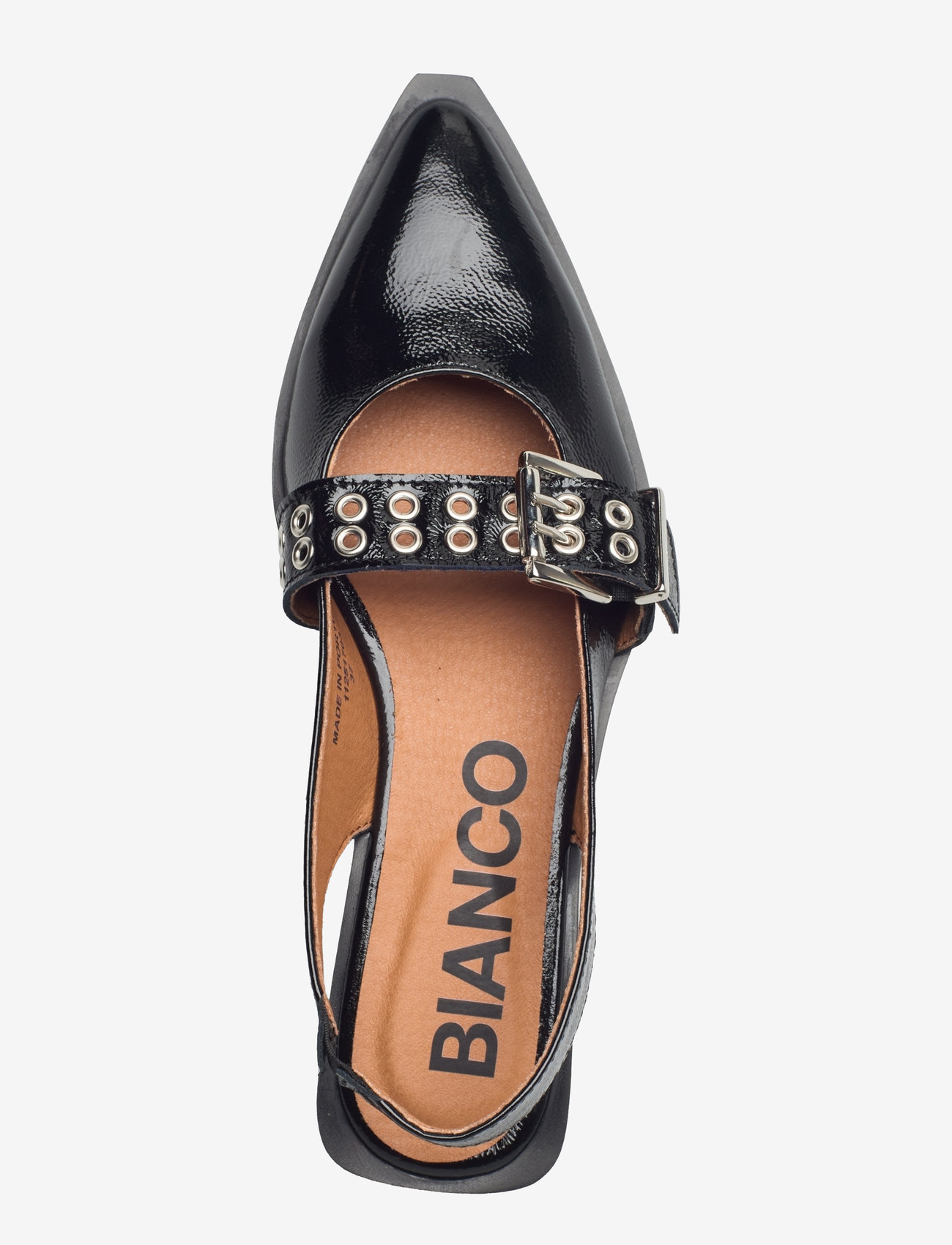 Bianco - BIAVICTORIA Single Buckle Slingback Leather - platta slingbacks - black nappalak - 3