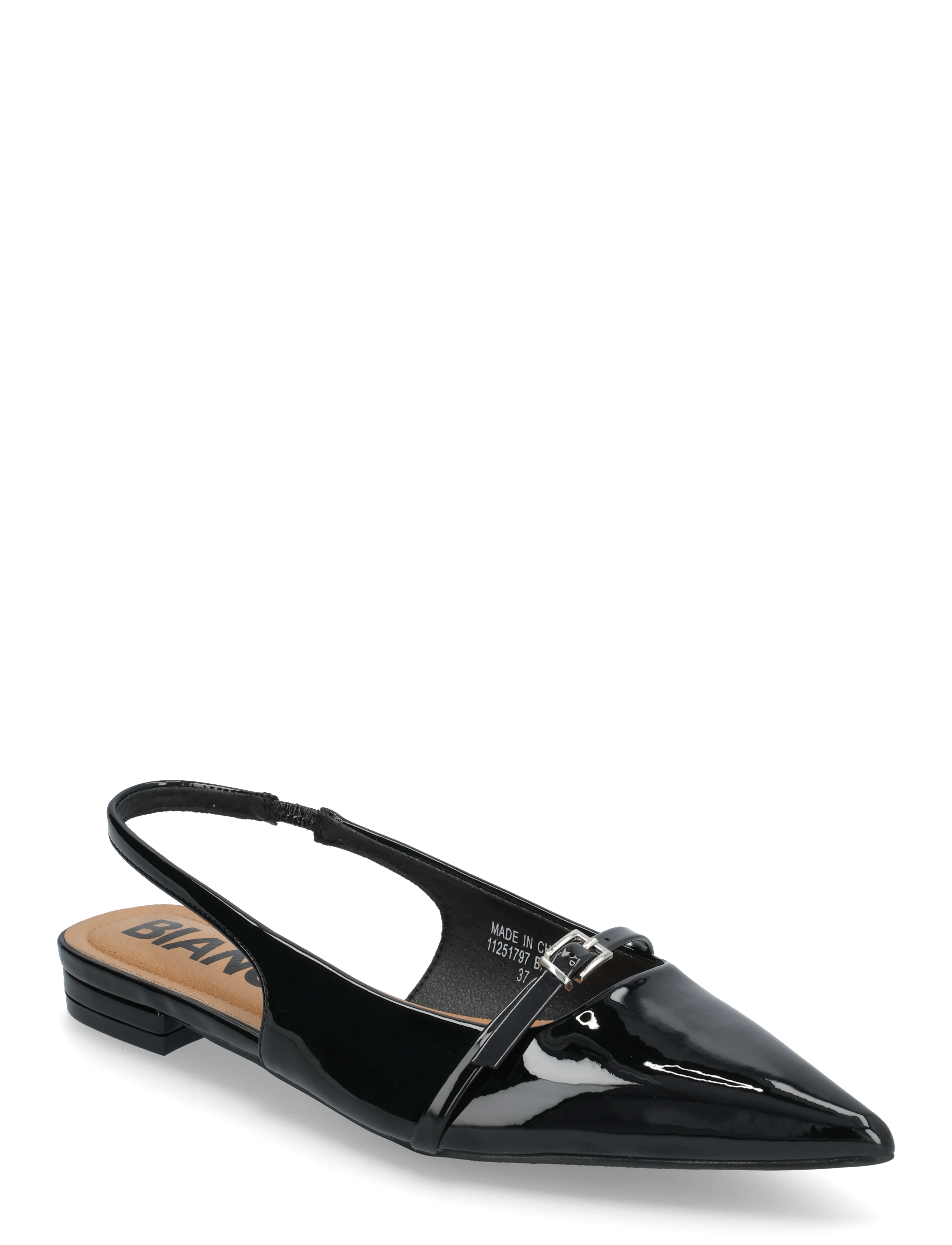 Bianco BIABARI Pointy Flat Slingback Faux Leather - Obuwie - BLACK PATENT / black