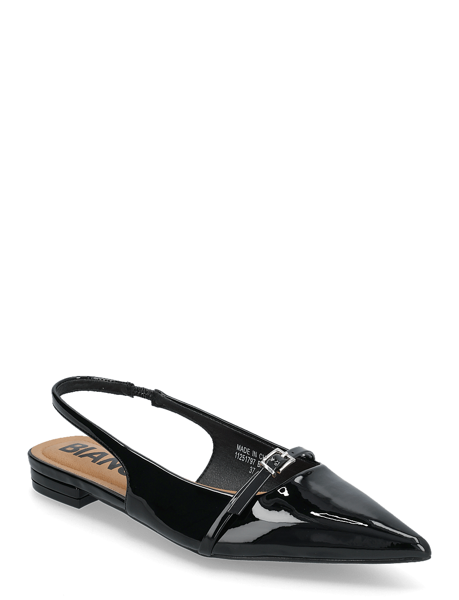Bianco - BIABARI Pointy Flat Slingback Faux Leather - spesielle anledninger - black patent - 0