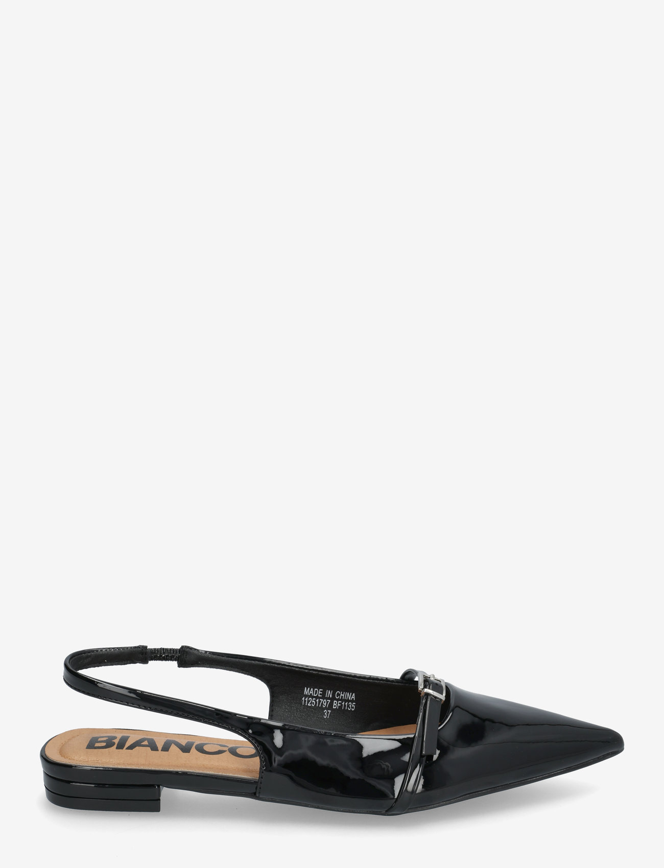 Bianco - BIABARI Pointy Flat Slingback Faux Leather - flade slingbacks - black patent - 1