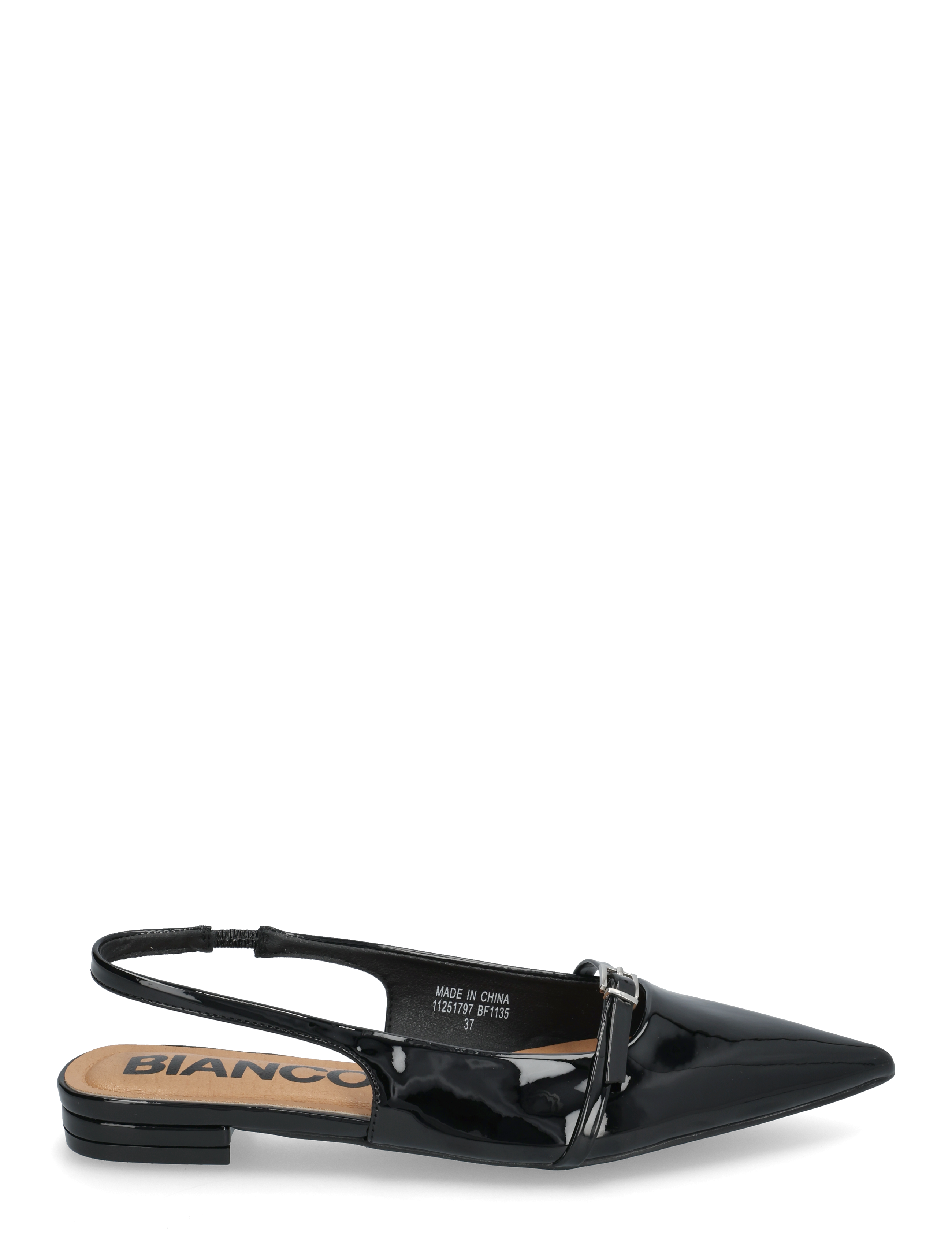 Bianco - BIABARI Pointy Flat Slingback Faux Leather - særlige begivenheder - black patent - 1