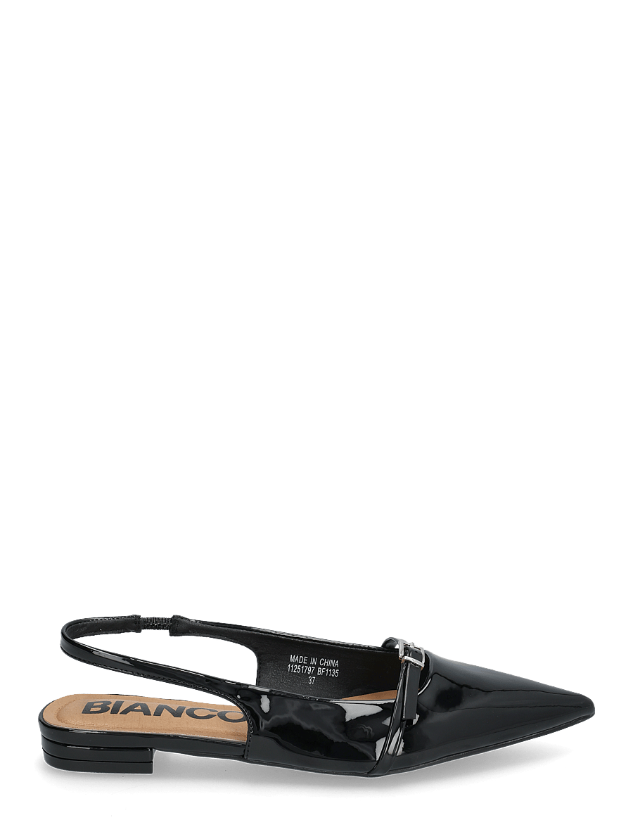 Bianco - BIABARI Pointy Flat Slingback Faux Leather - spesielle anledninger - black patent - 1