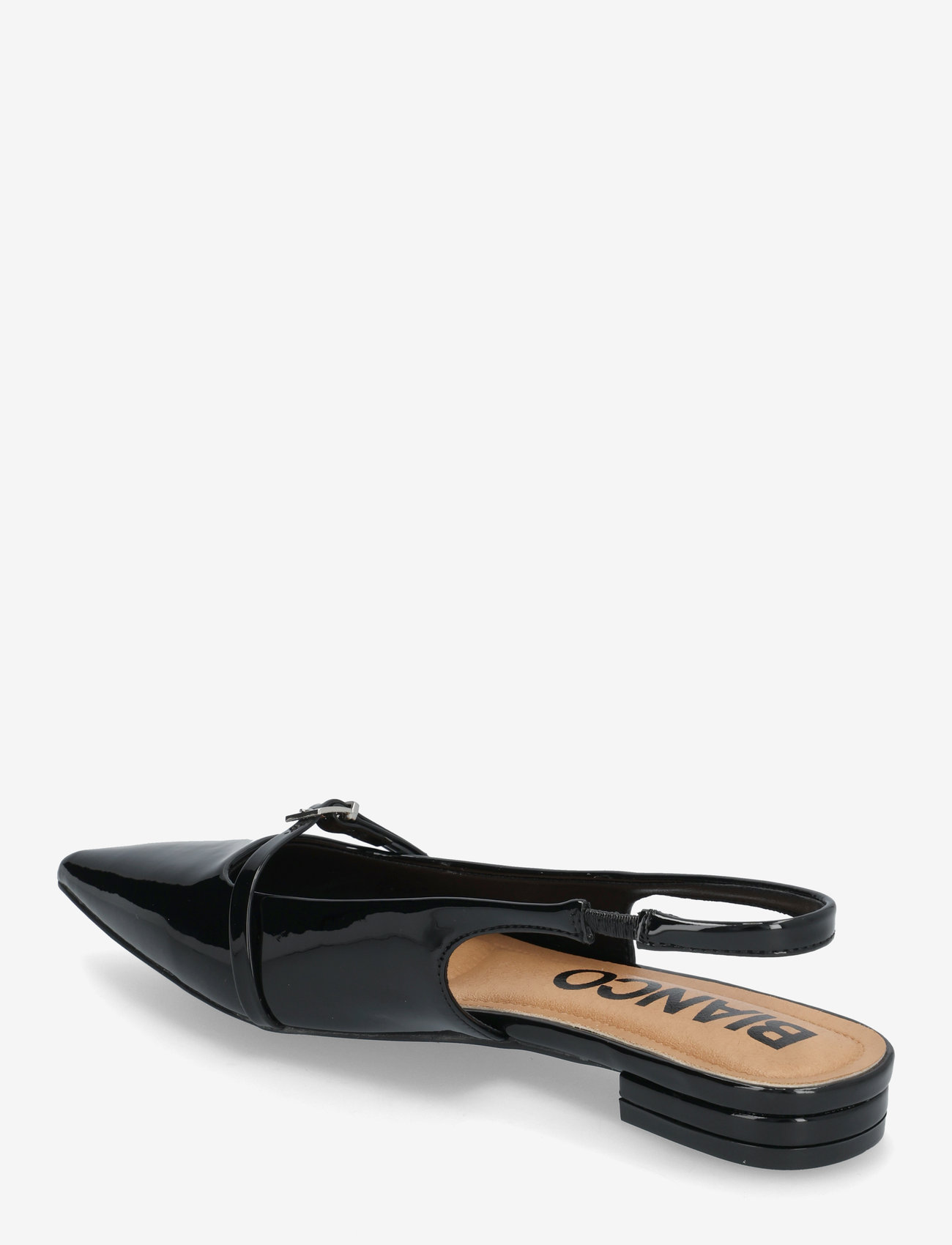 Bianco - BIABARI Pointy Flat Slingback Faux Leather - flade slingbacks - black patent - 2
