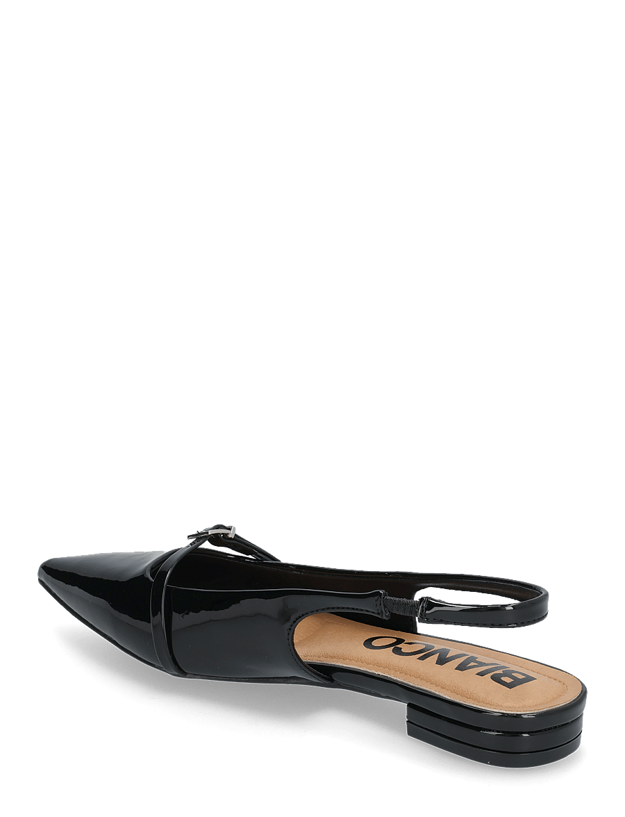 Bianco - BIABARI Pointy Flat Slingback Faux Leather - spesielle anledninger - black patent - 2