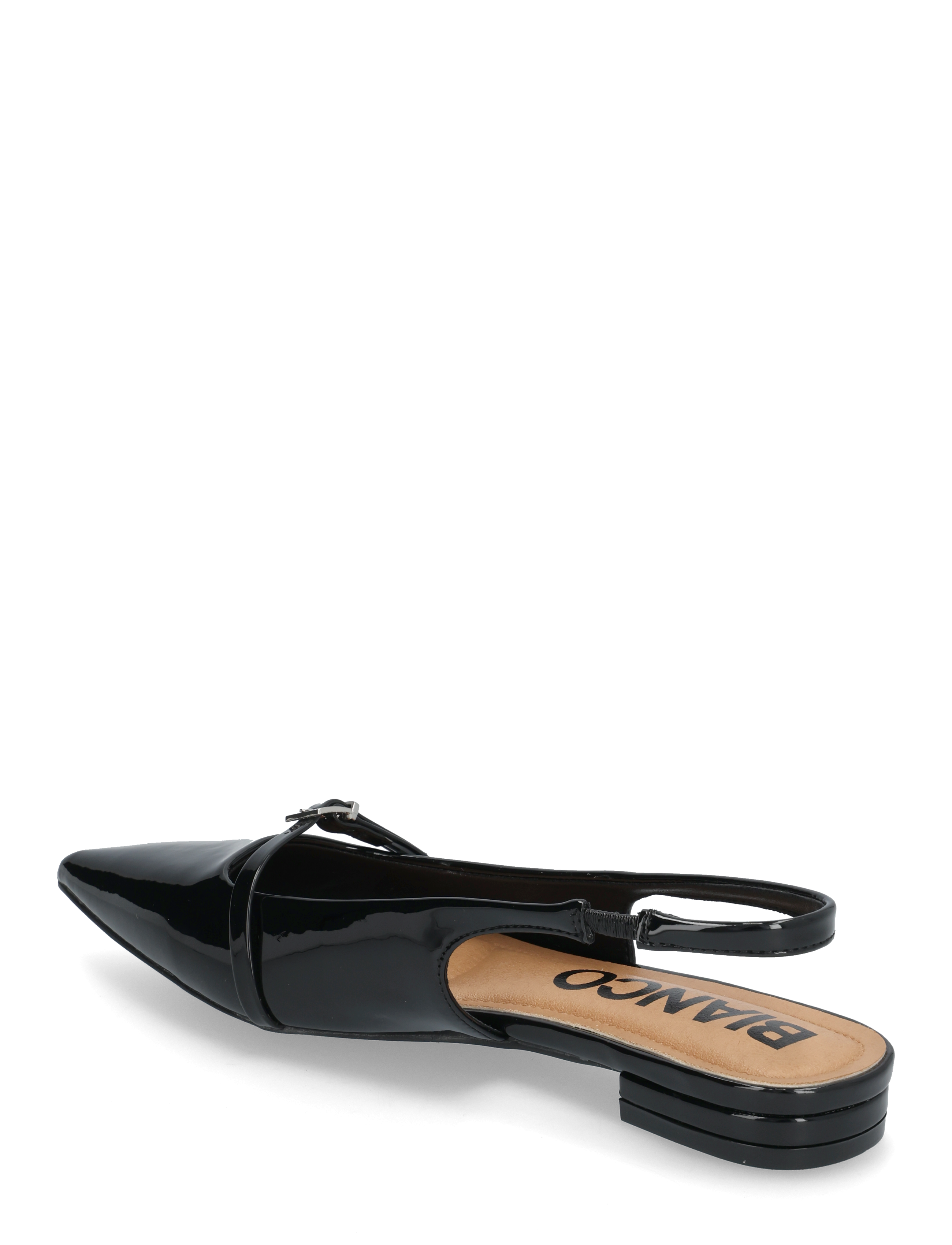 Bianco - BIABARI Pointy Flat Slingback Faux Leather - særlige begivenheder - black patent - 2
