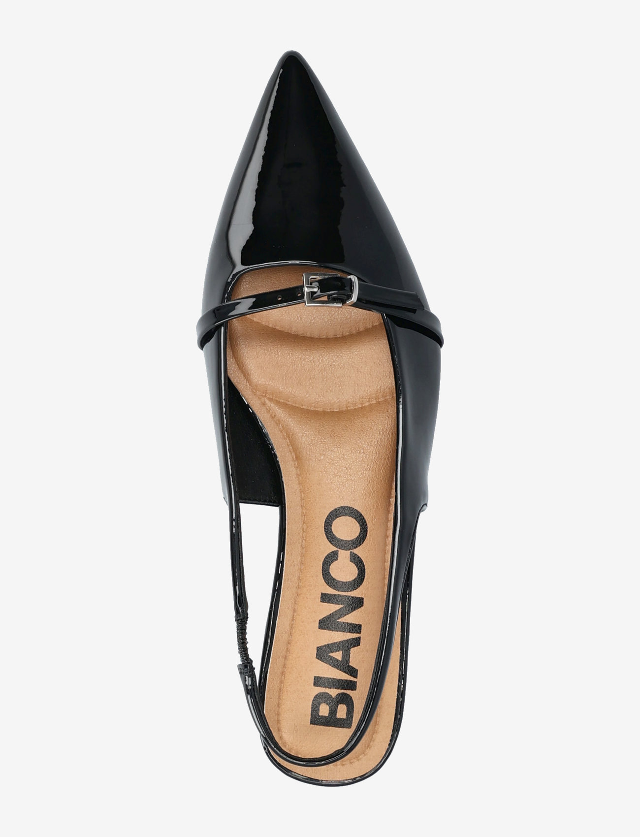 Bianco - BIABARI Pointy Flat Slingback Faux Leather - flade slingbacks - black patent - 3