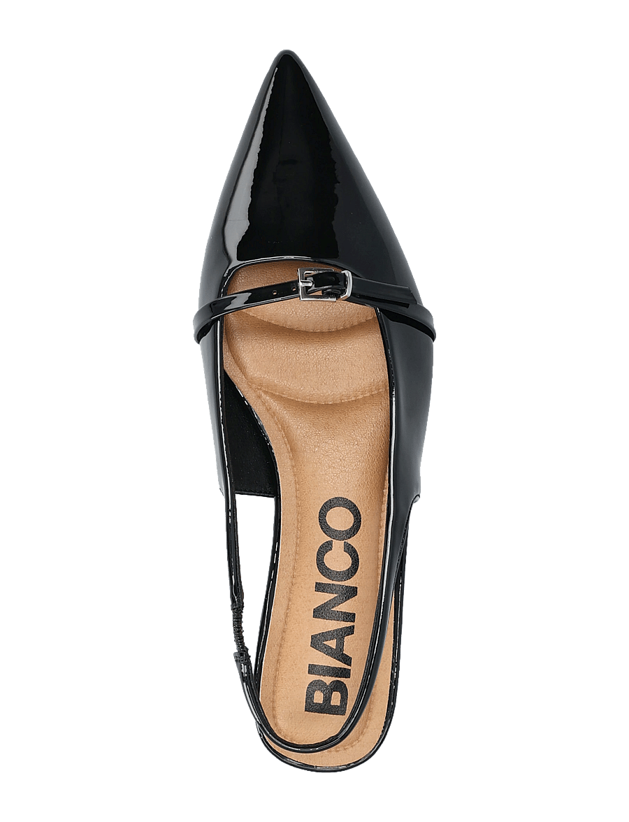 Bianco - BIABARI Pointy Flat Slingback Faux Leather - spesielle anledninger - black patent - 3