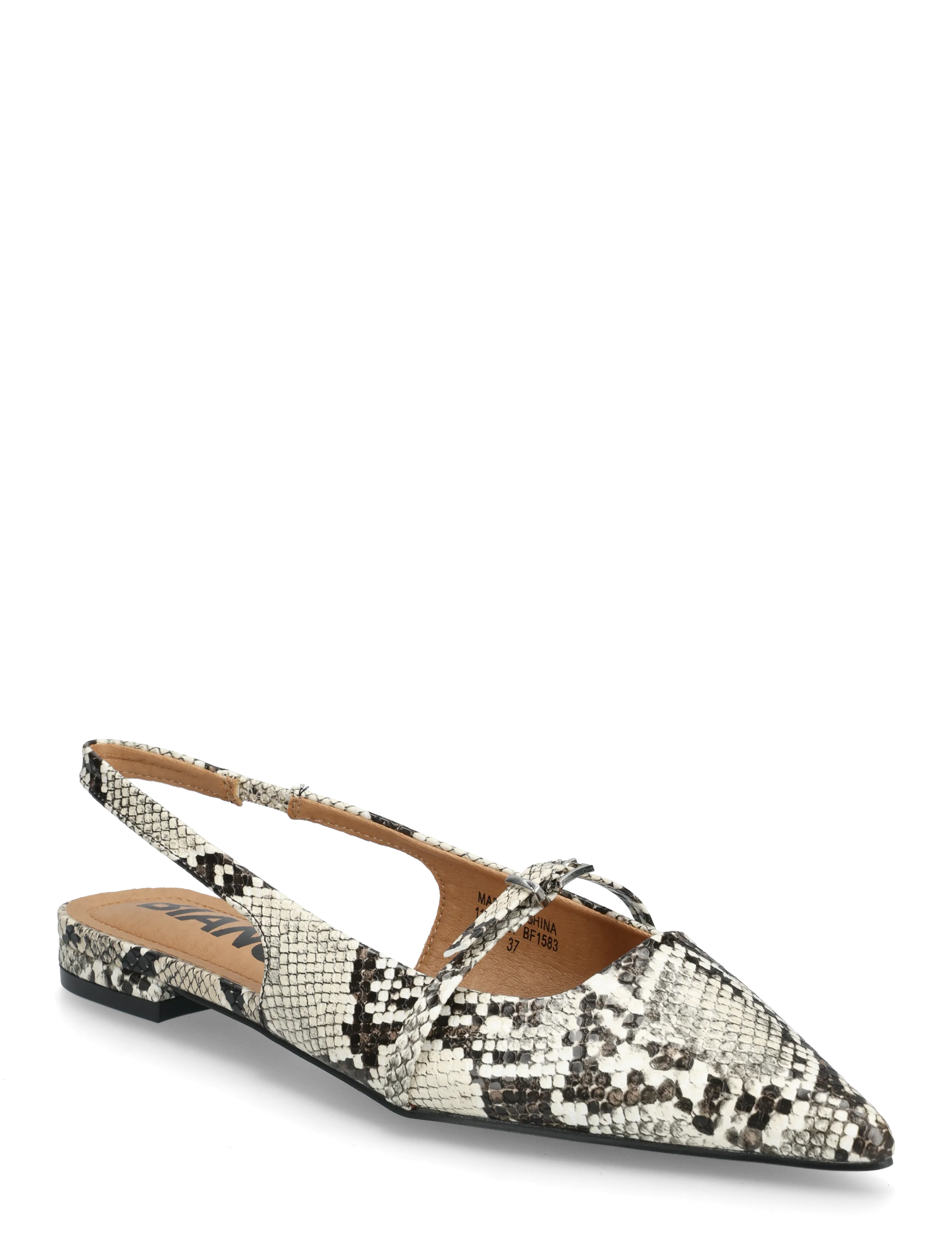 Bianco Biabari Pointy Flat Slingback Faux Leather, 36, Multi/patterned, Slingbacks > Flade Slingbacks, Dame