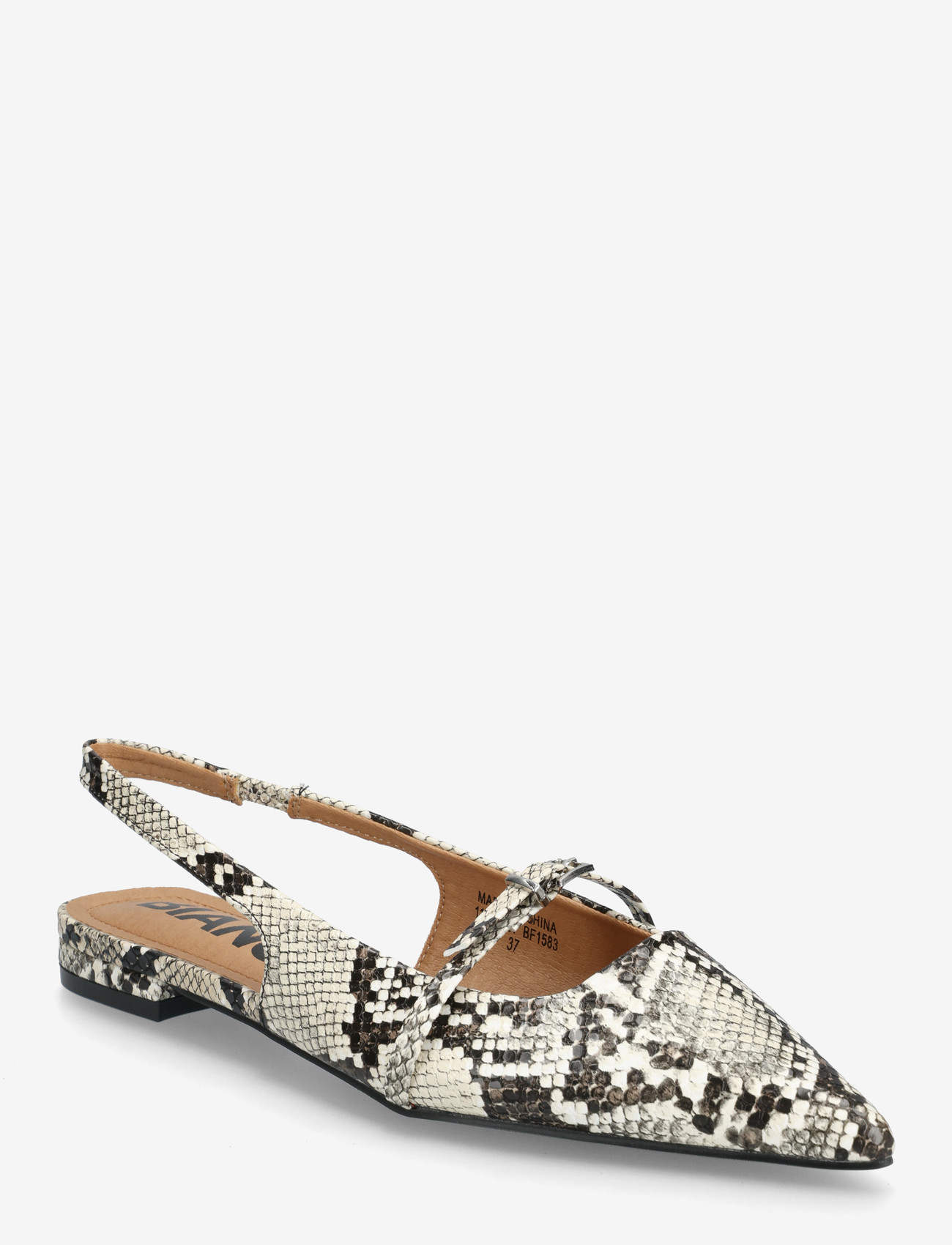 Bianco - BIABARI Pointy Flat Slingback Faux Leather - speciella tillfällen - white snake - 0