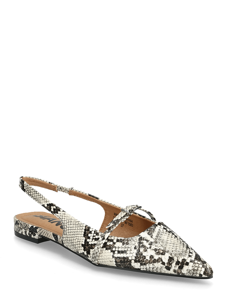 Bianco - BIABARI Pointy Flat Slingback Faux Leather - besondere anlässe - white snake - 0