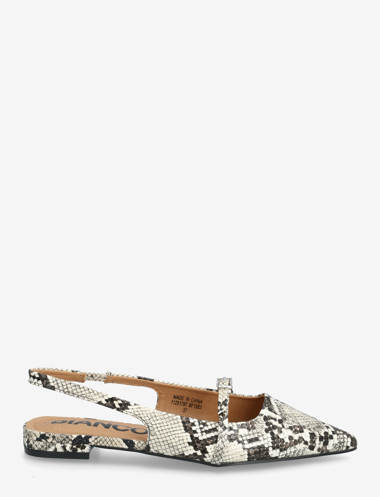 Bianco - BIABARI Pointy Flat Slingback Faux Leather - speciella tillfällen - white snake - 1
