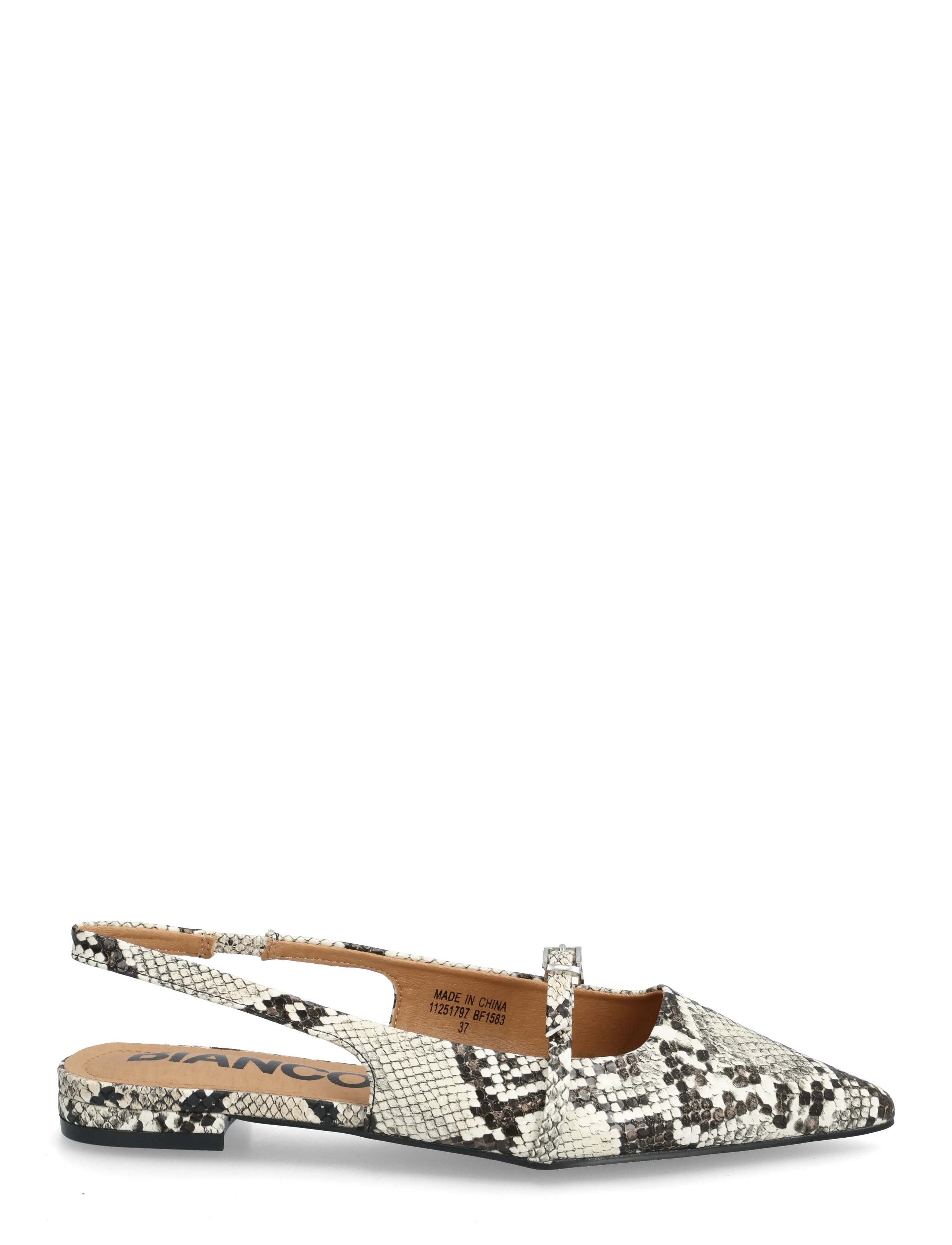 Bianco - BIABARI Pointy Flat Slingback Faux Leather - særlige begivenheder - white snake - 1