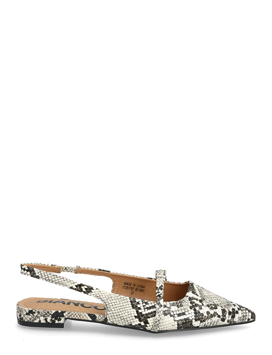 Bianco - BIABARI Pointy Flat Slingback Faux Leather - besondere anlässe - white snake - 1