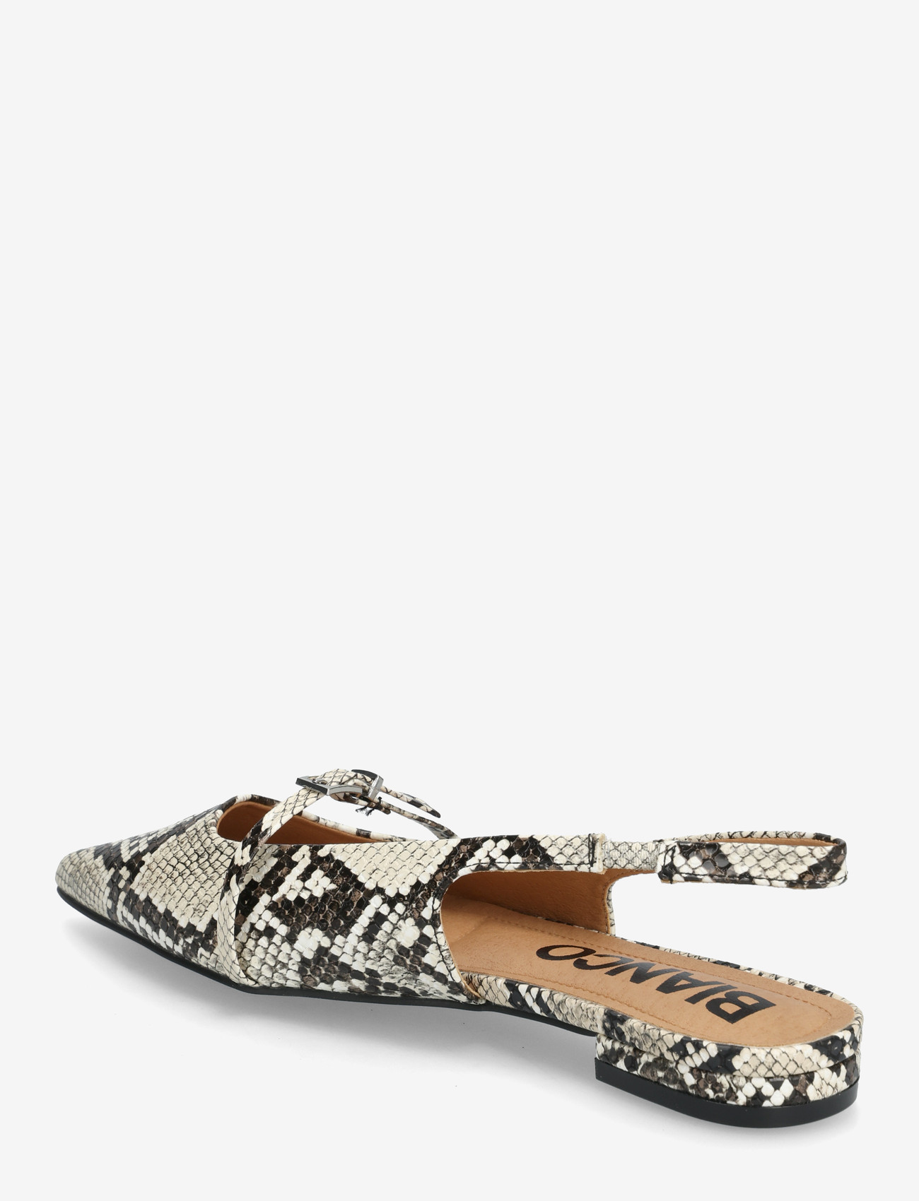 Bianco - BIABARI Pointy Flat Slingback Faux Leather - speciella tillfällen - white snake - 2