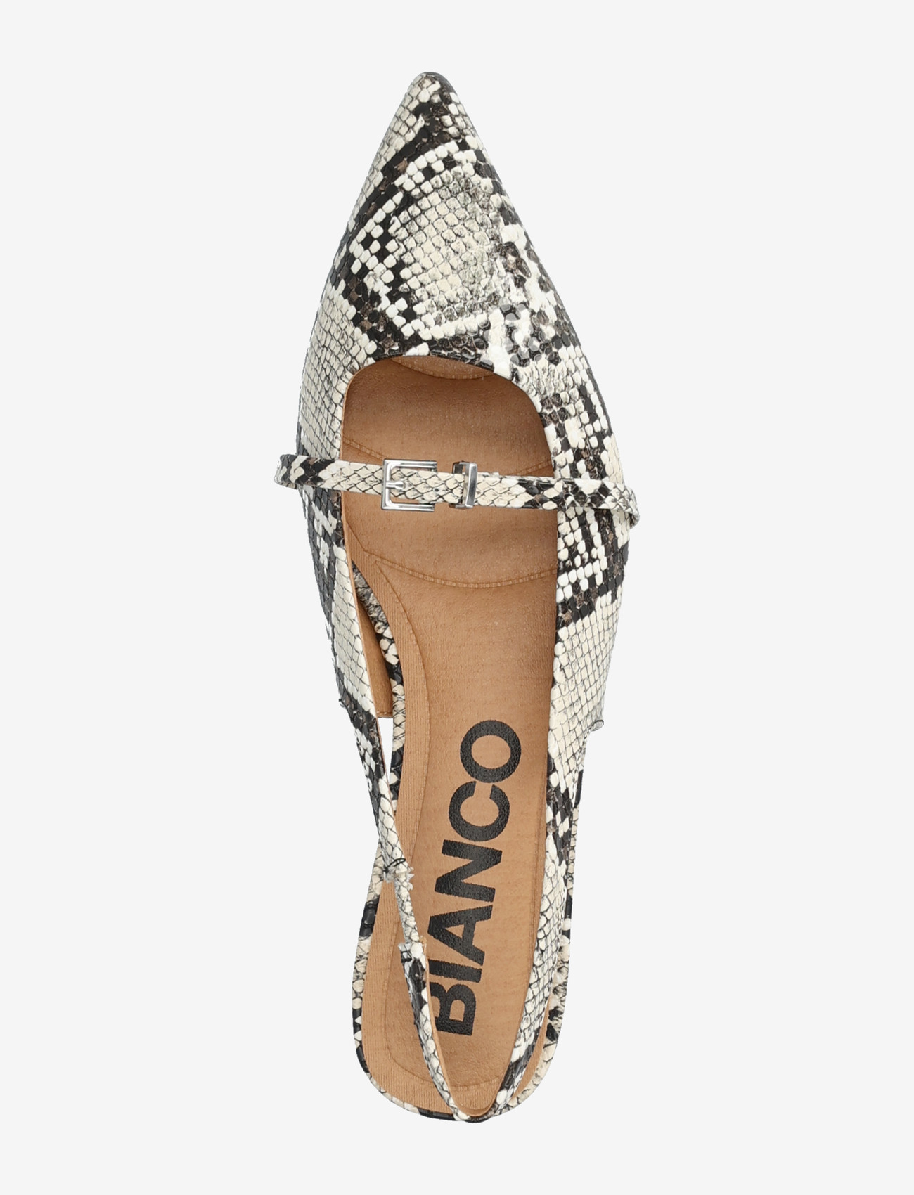 Bianco - BIABARI Pointy Flat Slingback Faux Leather - speciella tillfällen - white snake - 3