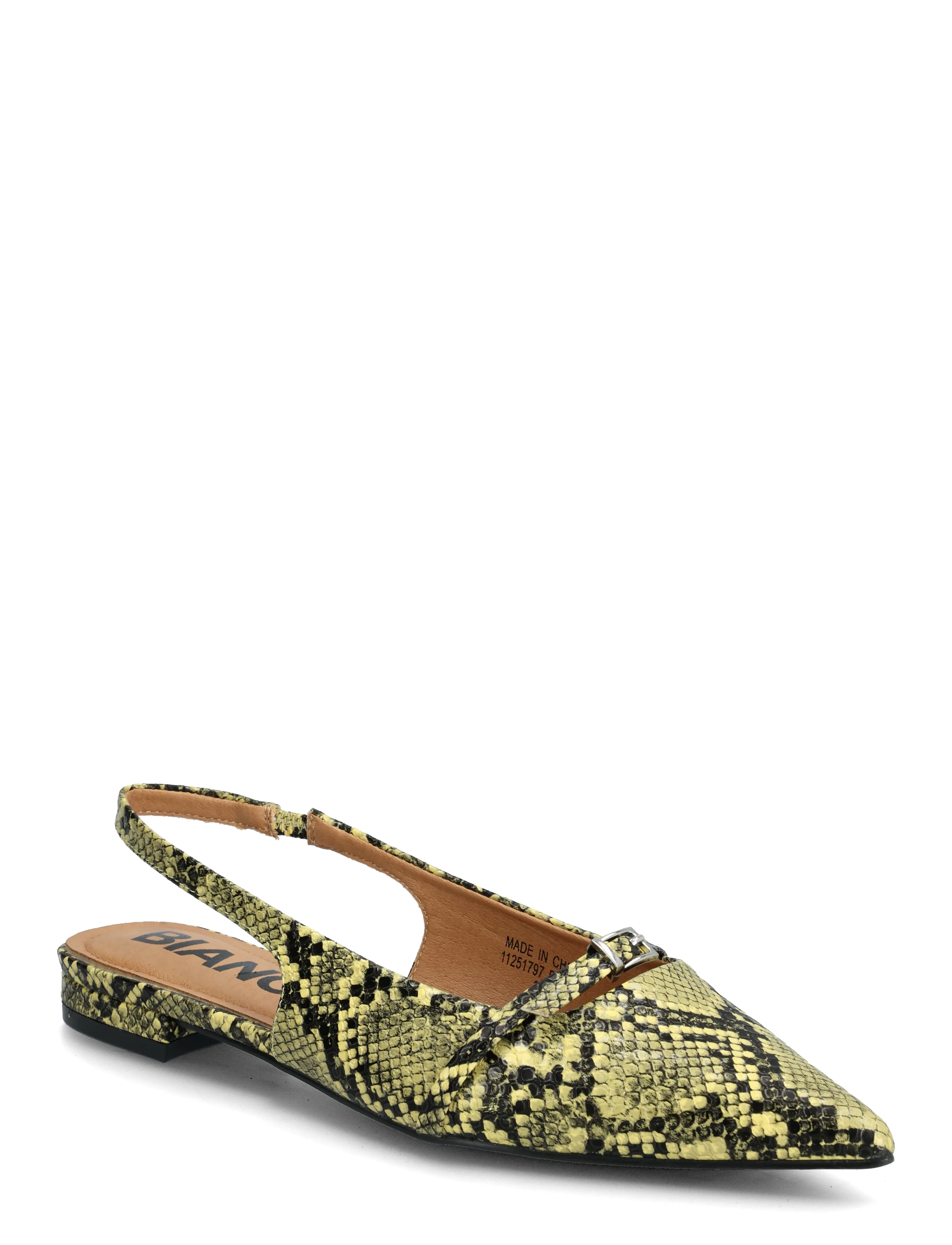 Bianco BIABARI Pointy Flat Slingback Faux Leather - Flade slingbacks - YELLOW SNAKE / multi