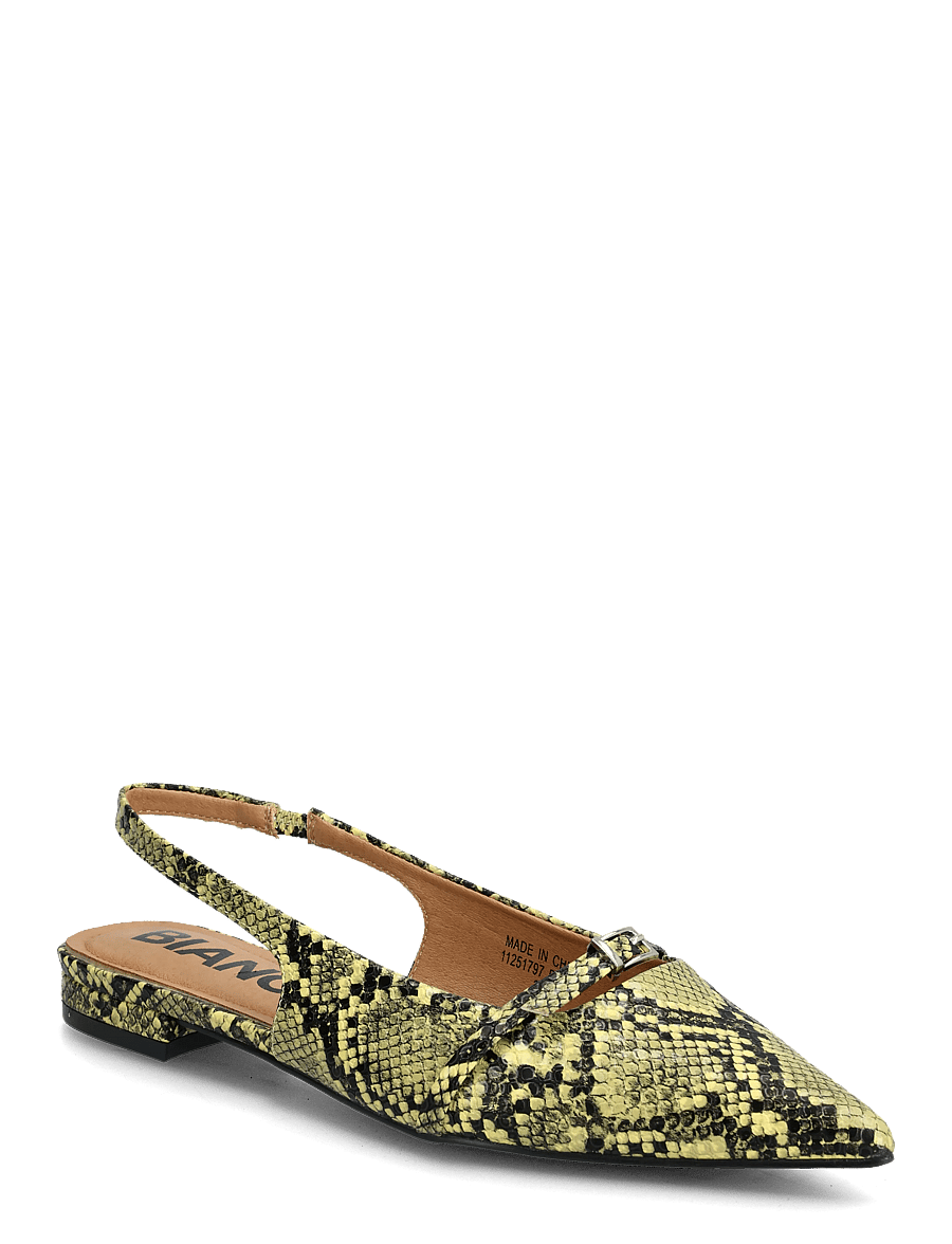 Bianco - BIABARI Pointy Flat Slingback Faux Leather - besondere anlässe - yellow snake - 0
