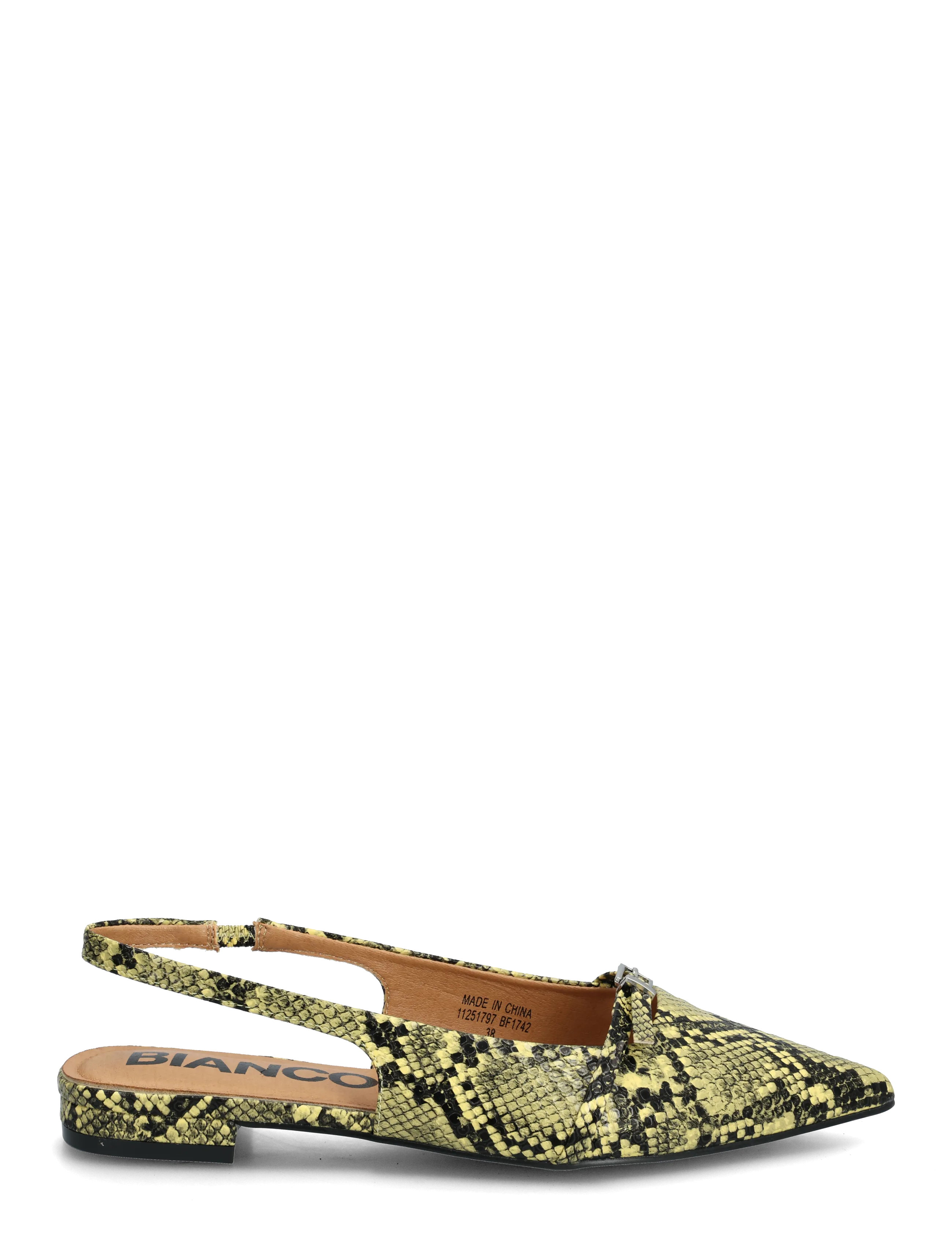 Bianco - BIABARI Pointy Flat Slingback Faux Leather - besondere anlässe - yellow snake - 1