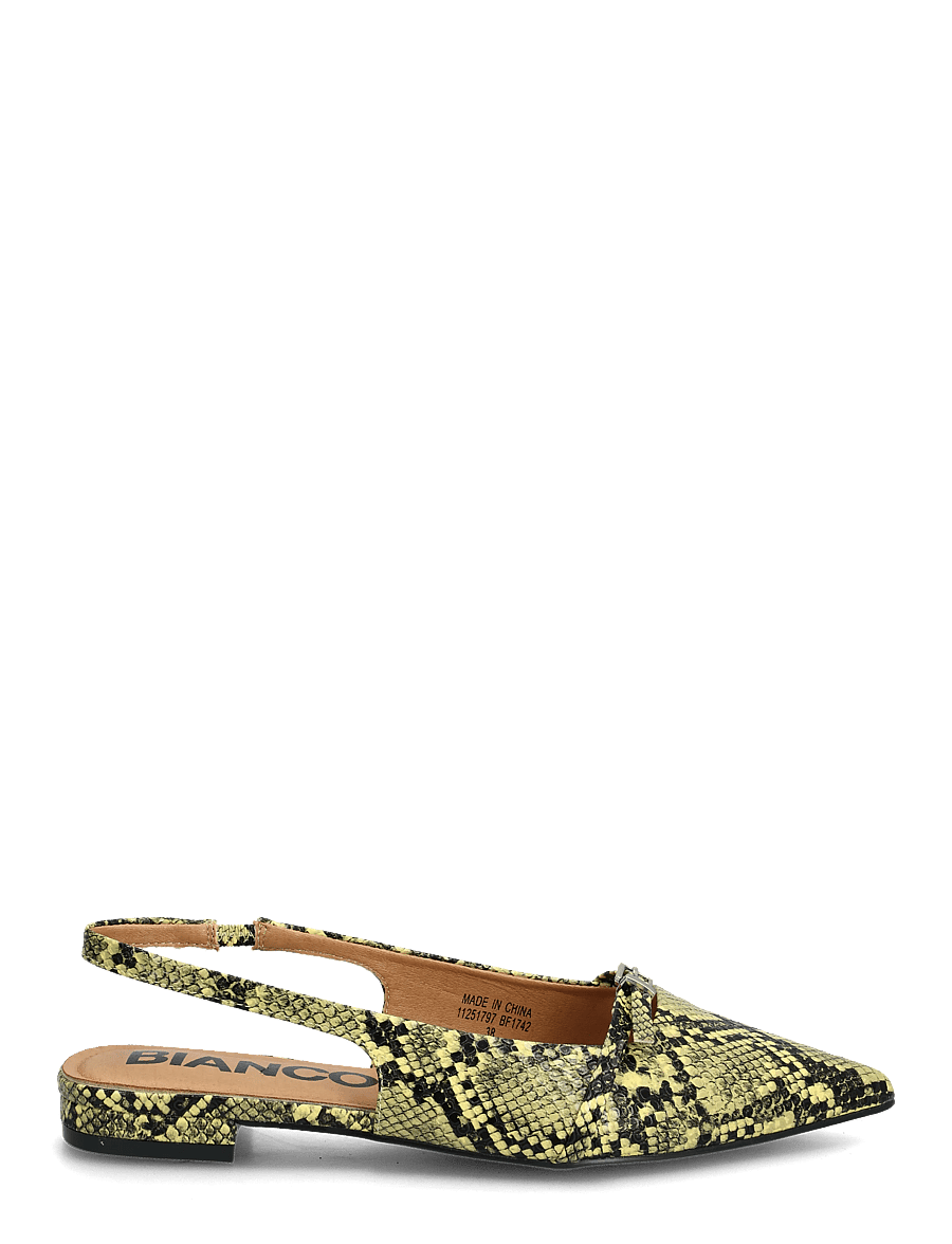 Bianco - BIABARI Pointy Flat Slingback Faux Leather - besondere anlässe - yellow snake - 1