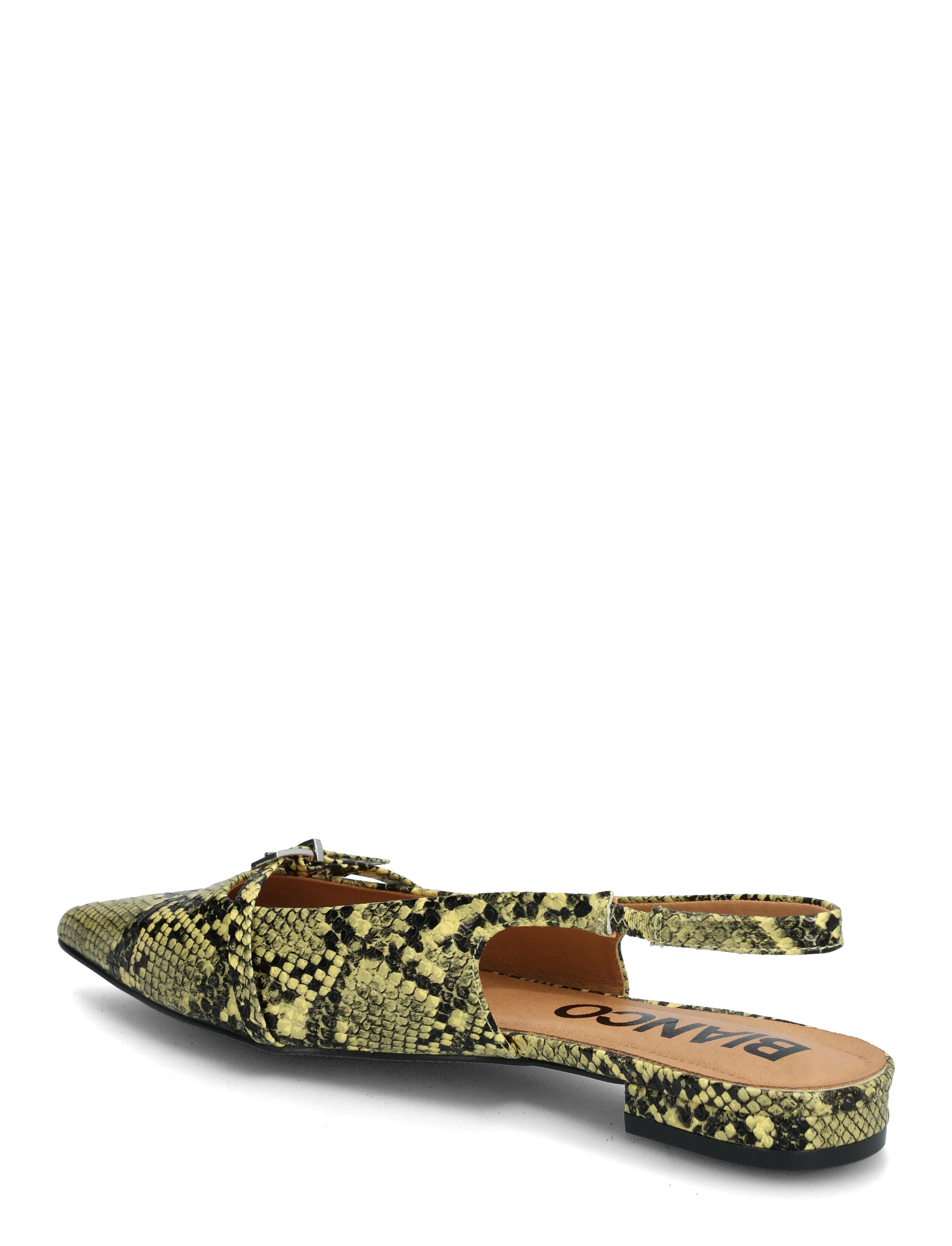 Bianco - BIABARI Pointy Flat Slingback Faux Leather - besondere anlässe - yellow snake - 2