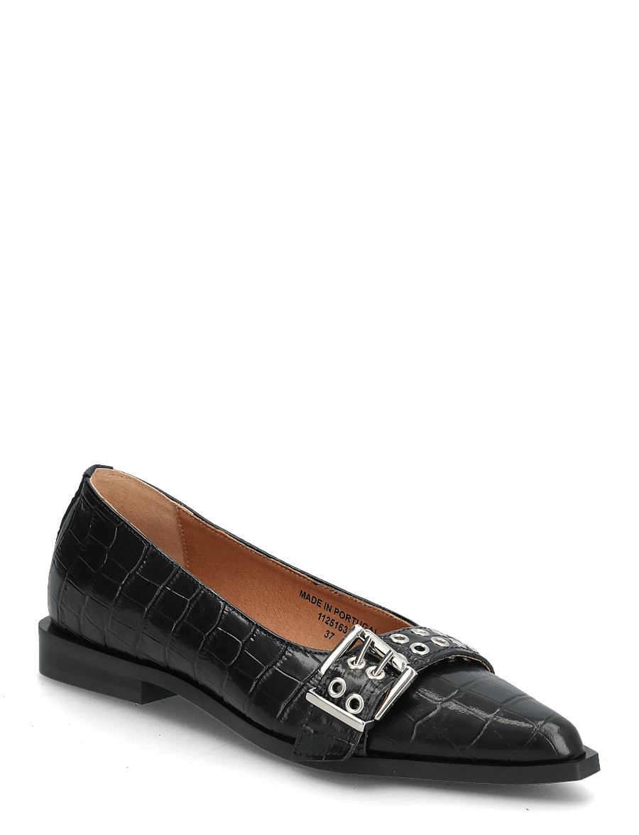 Bianco - BIAVICTORIA Buckle Ballet Flat Croco Embossed Leather - special occasions - black - 0