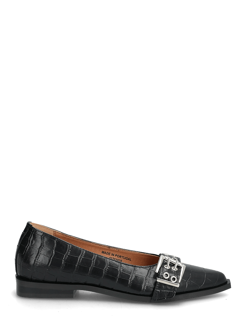 Bianco - BIAVICTORIA Buckle Ballet Flat Croco Embossed Leather - erilised sündmused - black - 1