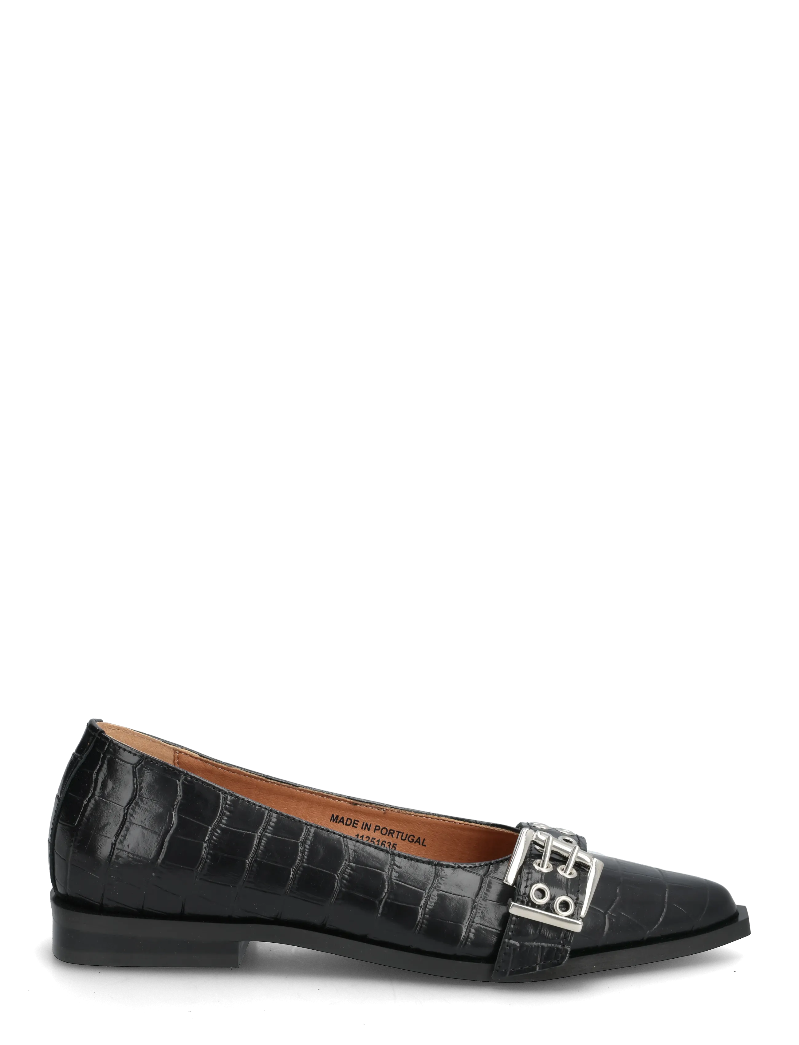 Bianco - BIAVICTORIA Buckle Ballet Flat Croco Embossed Leather - special occasions - black - 1