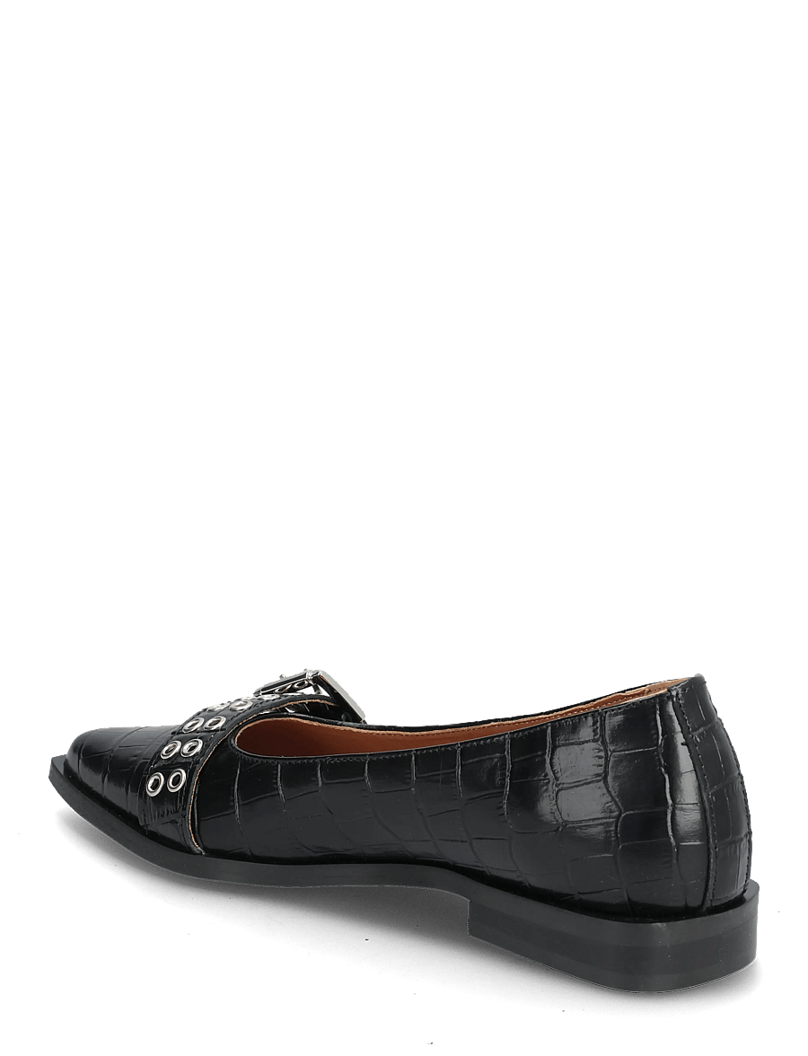 Bianco - BIAVICTORIA Buckle Ballet Flat Croco Embossed Leather - special occasions - black - 2