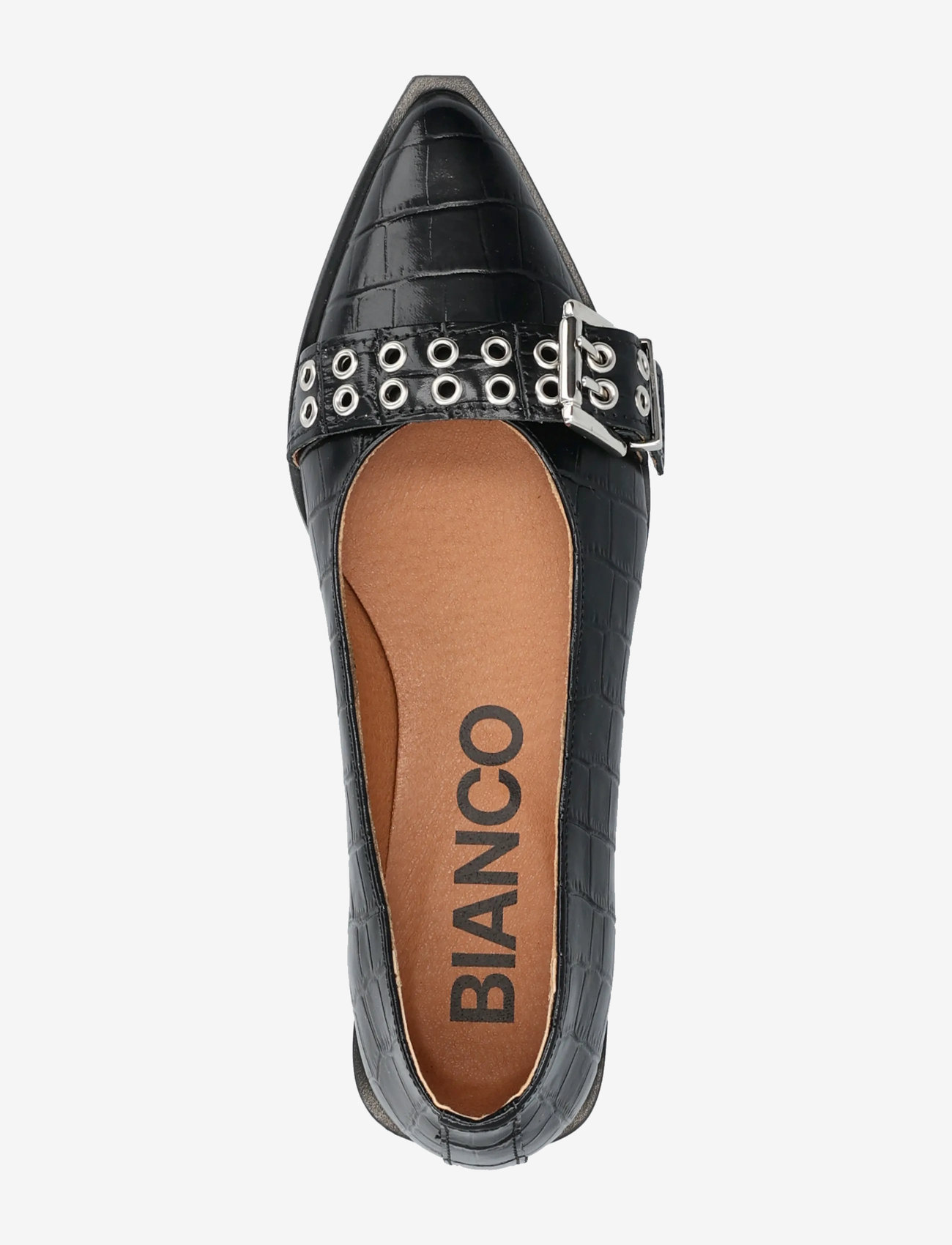 Bianco - BIAVICTORIA Buckle Ballet Flat Croco Embossed Leather - speciella tillfällen - black - 3