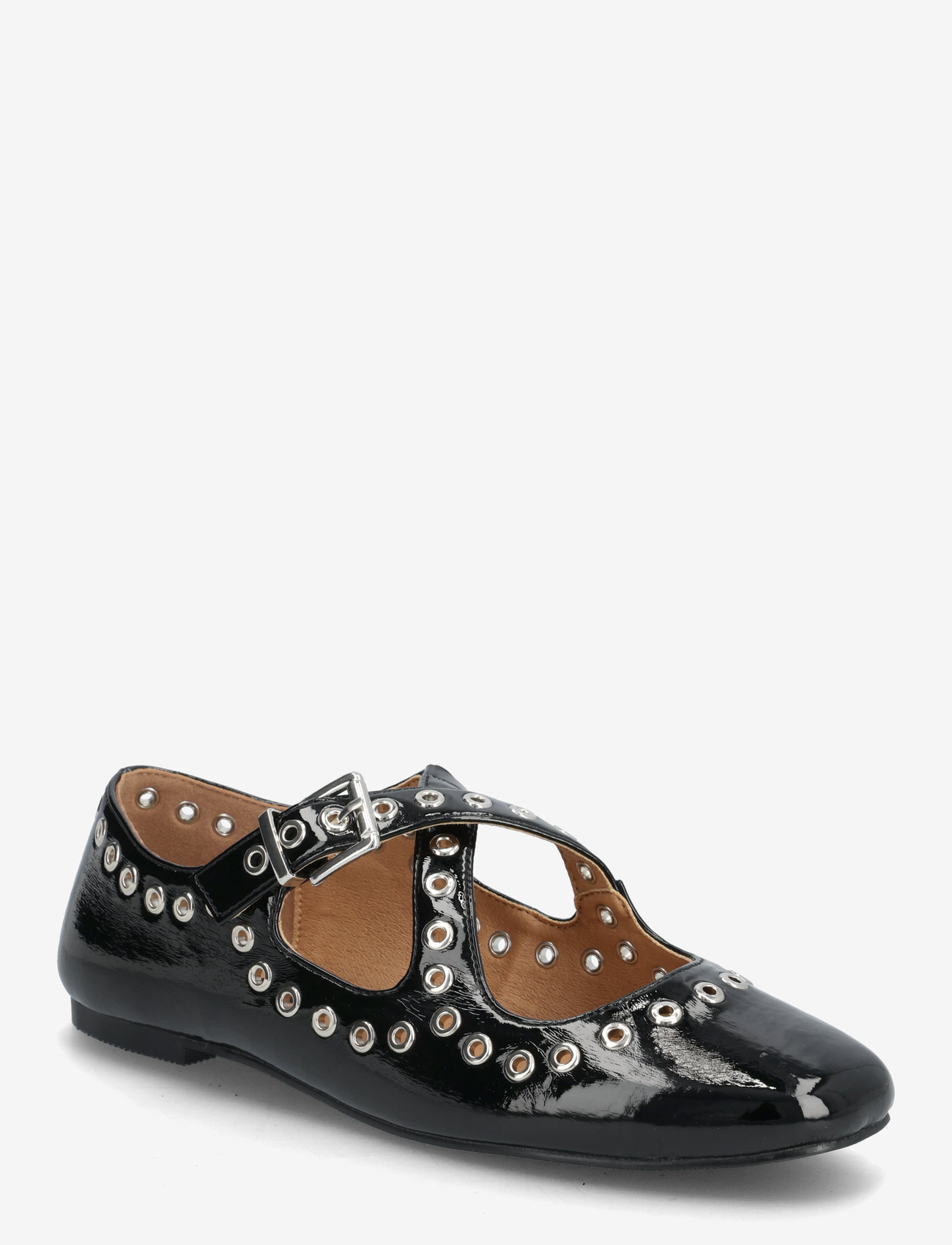Bianco - BIALILJA Cross Mary Jane Studded Faux Leather - special occasions - black patent - 0
