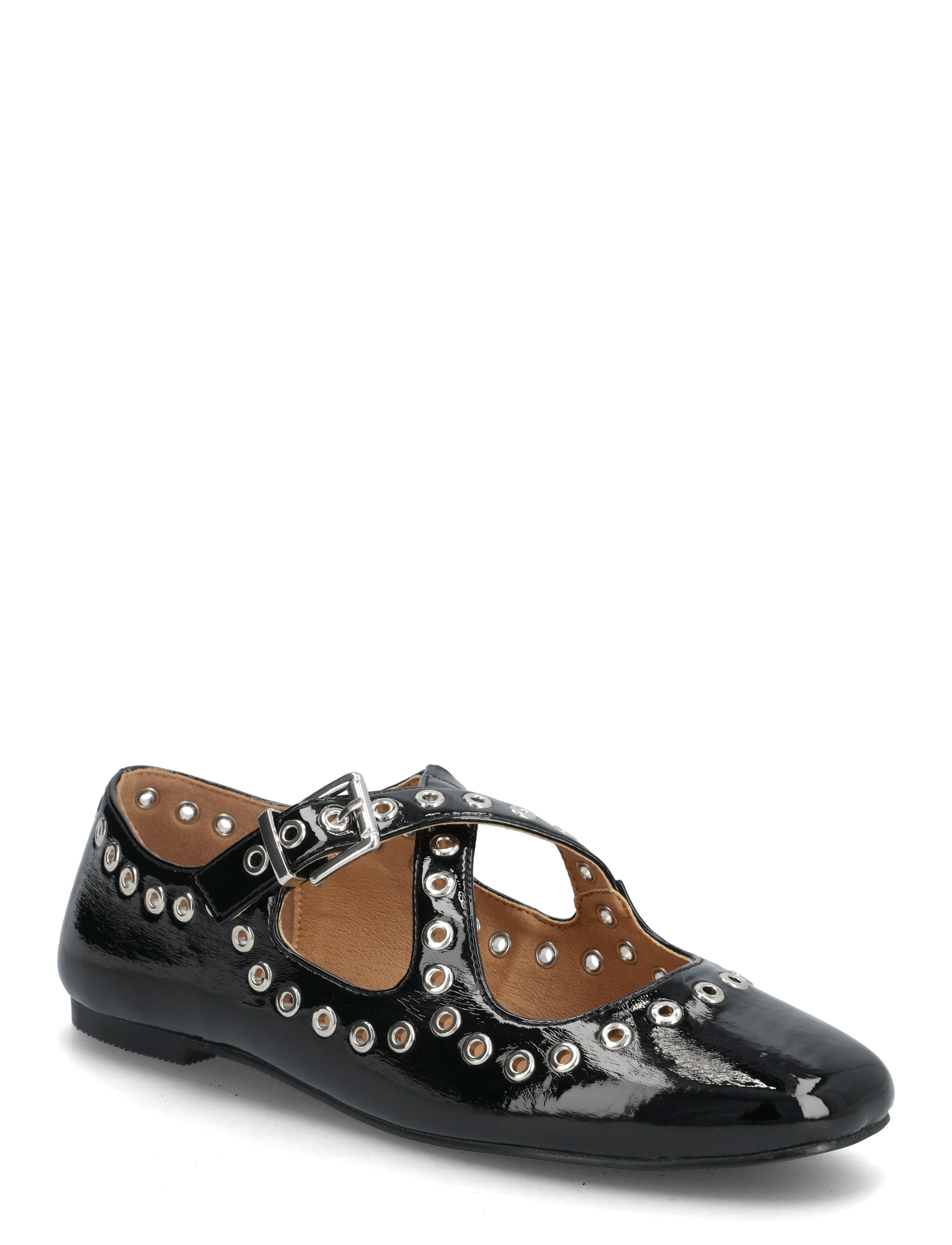 Bianco BIALILJA Cross Mary Jane Studded Faux Leather - Mary Jane-sko - BLACK PATENT / black