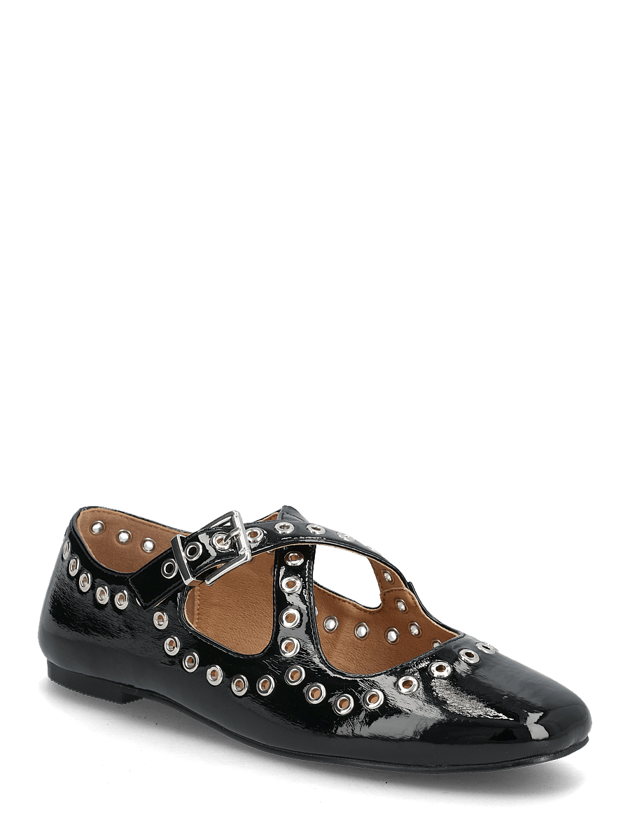 Bianco - BIALILJA Cross Mary Jane Studded Faux Leather - special occasions - black patent - 0