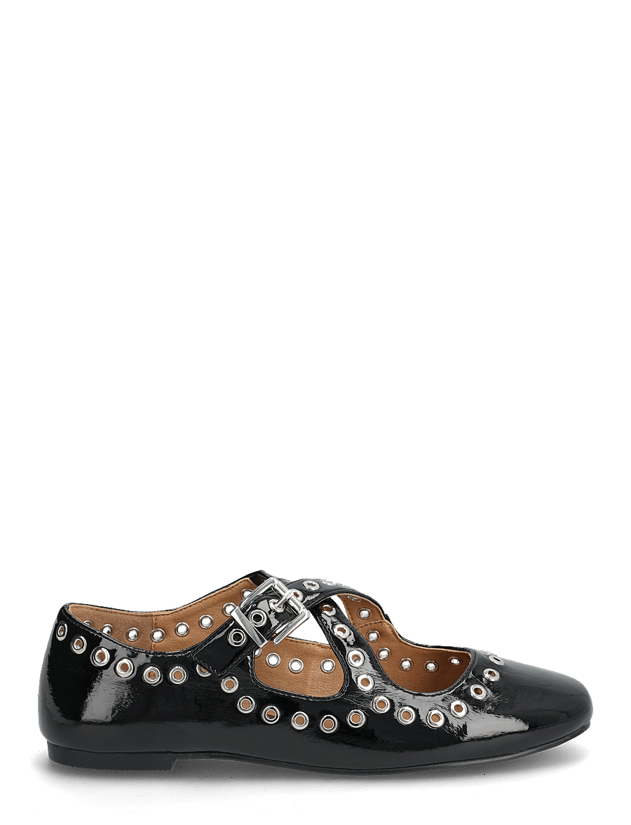 Bianco - BIALILJA Cross Mary Jane Studded Faux Leather - special occasions - black patent - 1