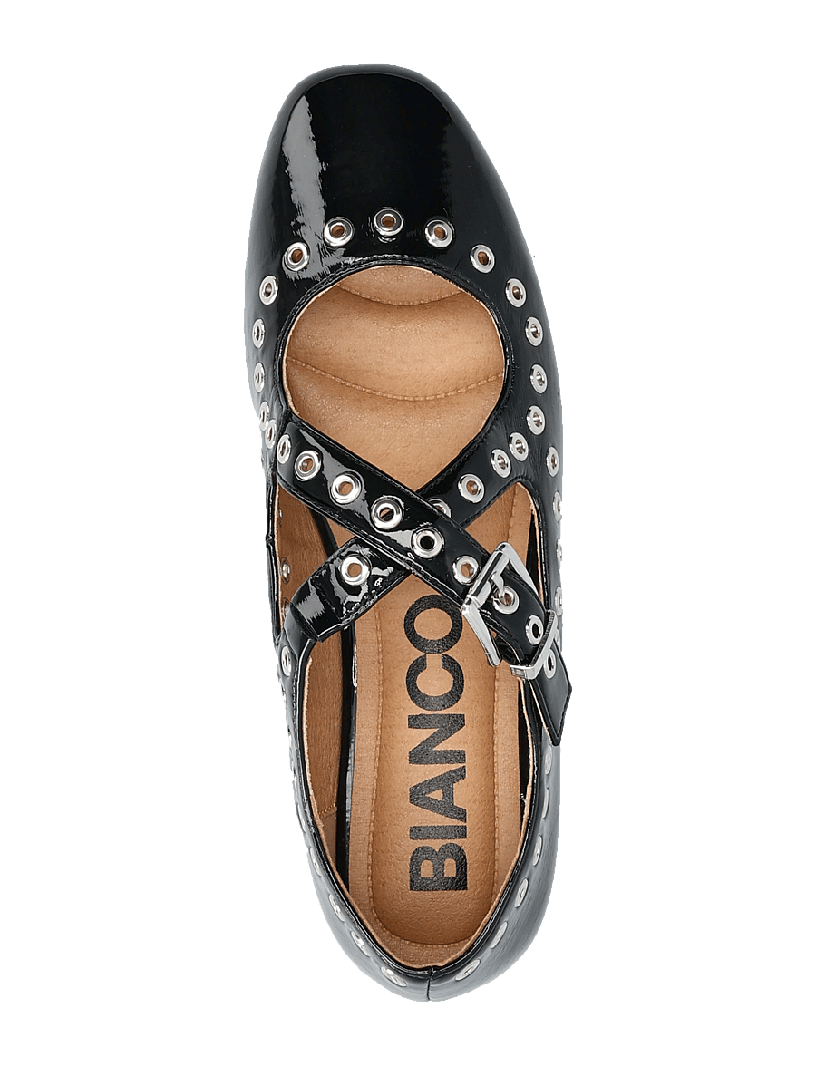 Bianco - BIALILJA Cross Mary Jane Studded Faux Leather - special occasions - black patent - 3