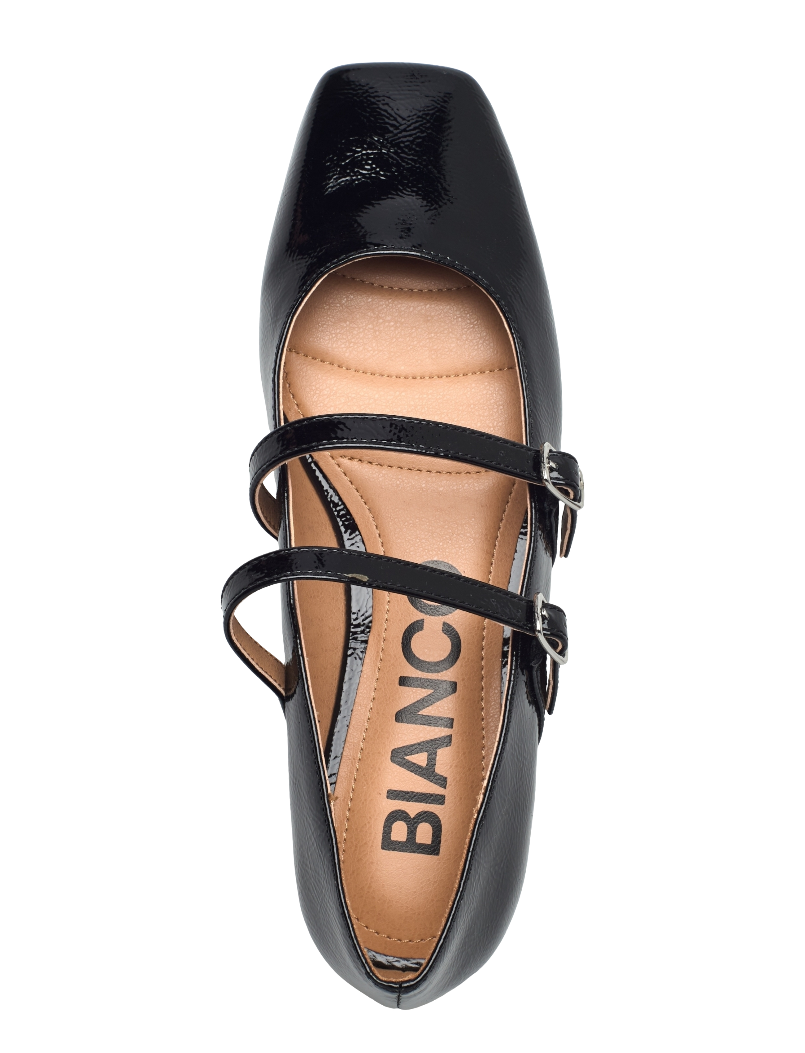 Bianco - BIAROSE Karré Double Mary Jane Flat Faux Leather - black patent - 3