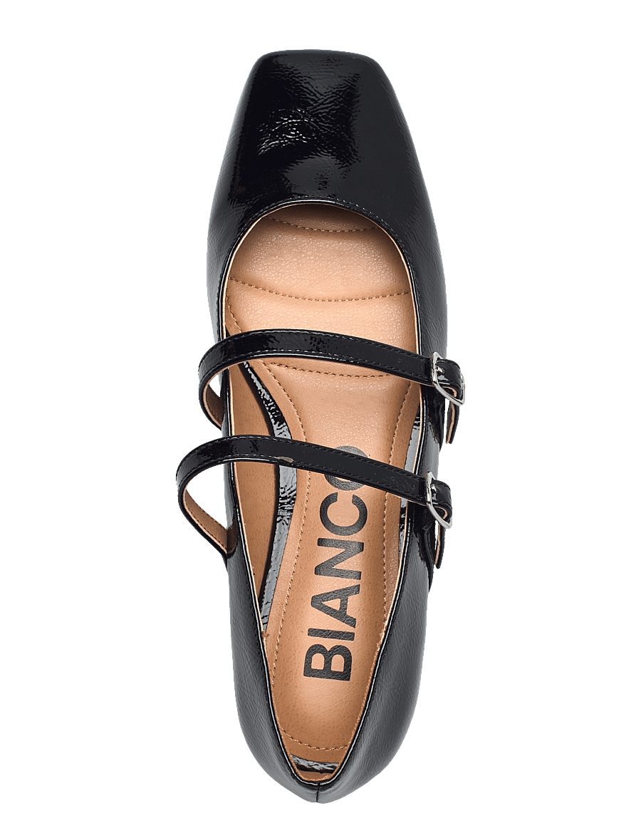 Bianco - BIAROSE Karré Double Mary Jane Flat Faux Leather - black patent - 3