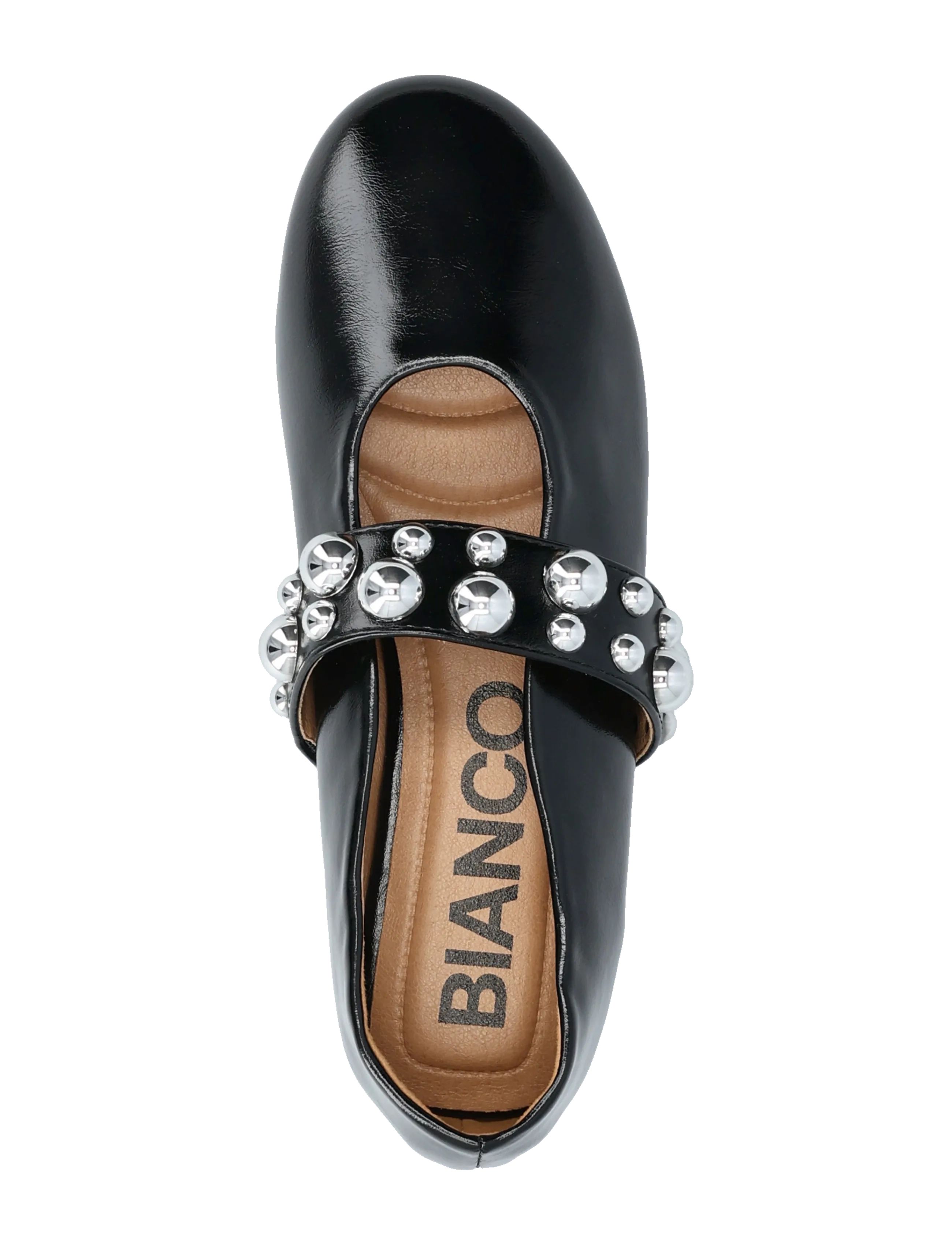 Bianco - BIALUNA Studded Ballet Flat Faux Leather - særlige begivenheder - black - 3