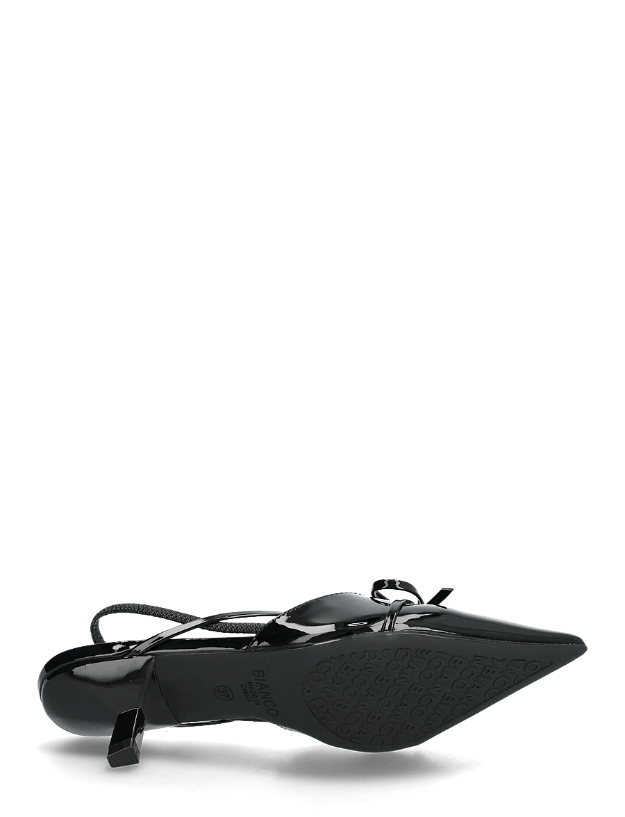 Bianco - BIAKRISTIN Kitten Heel Bow Slingback Faux Leather - heeled slingbacks - black patent - 4