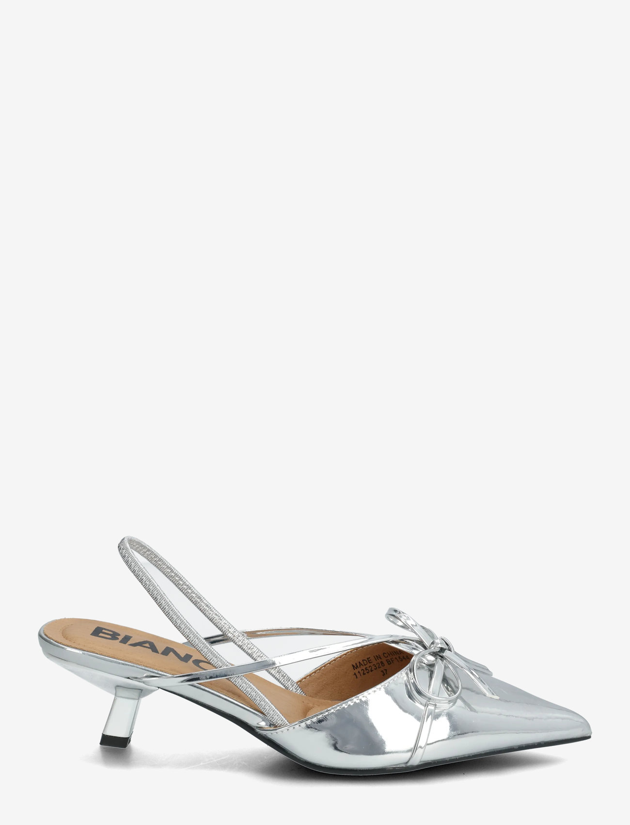 Bianco - BIAKRISTIN Kitten Heel Bow Slingback Faux Leather - högklackade slingbacks - silver mirror - 1
