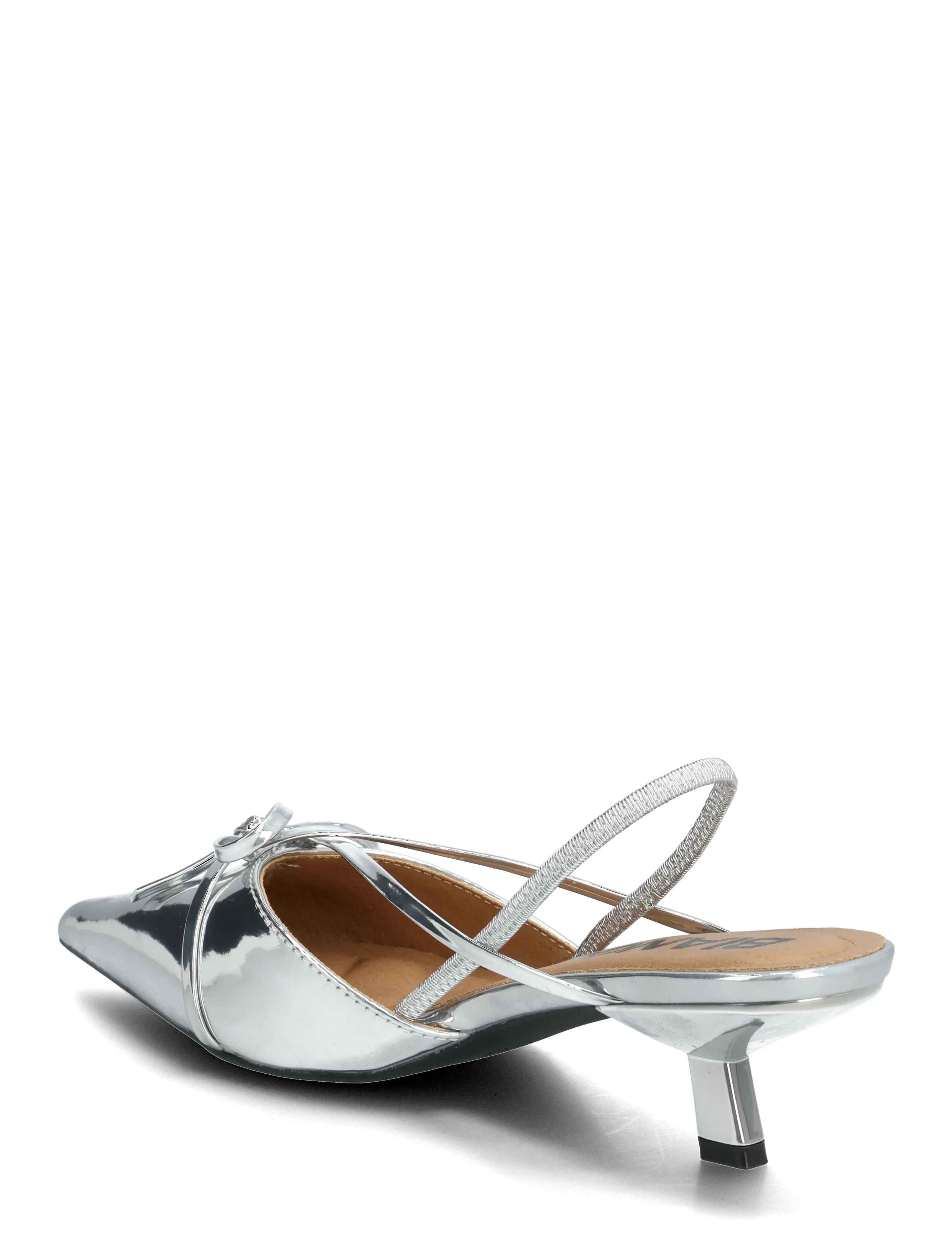 Bianco - BIAKRISTIN Kitten Heel Bow Slingback Faux Leather - högklackade slingbacks - silver mirror - 2