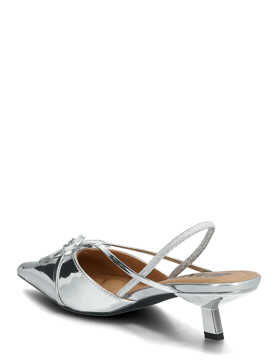 Bianco - BIAKRISTIN Kitten Heel Bow Slingback Faux Leather - slingback-skór með hæl - silver mirror - 2
