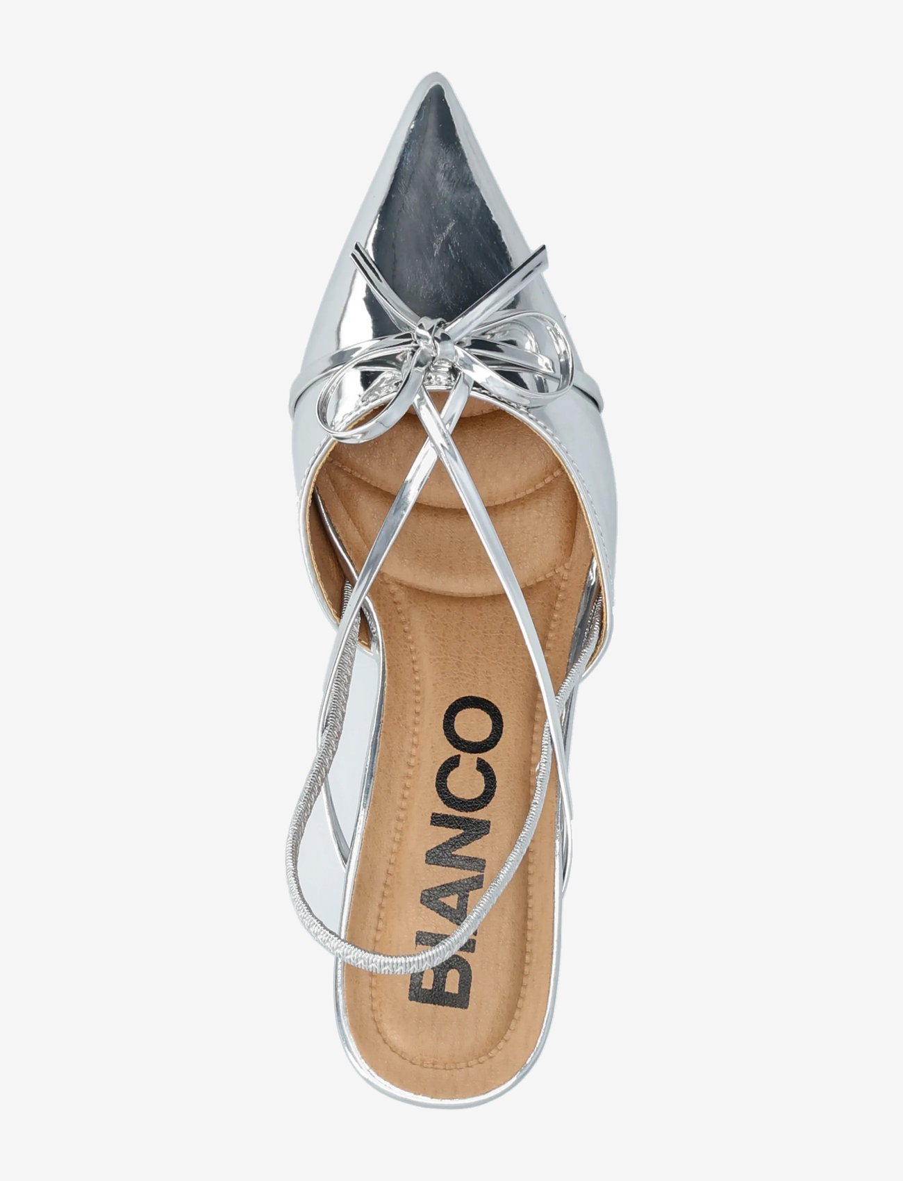 Bianco - BIAKRISTIN Kitten Heel Bow Slingback Faux Leather - högklackade slingbacks - silver mirror - 3