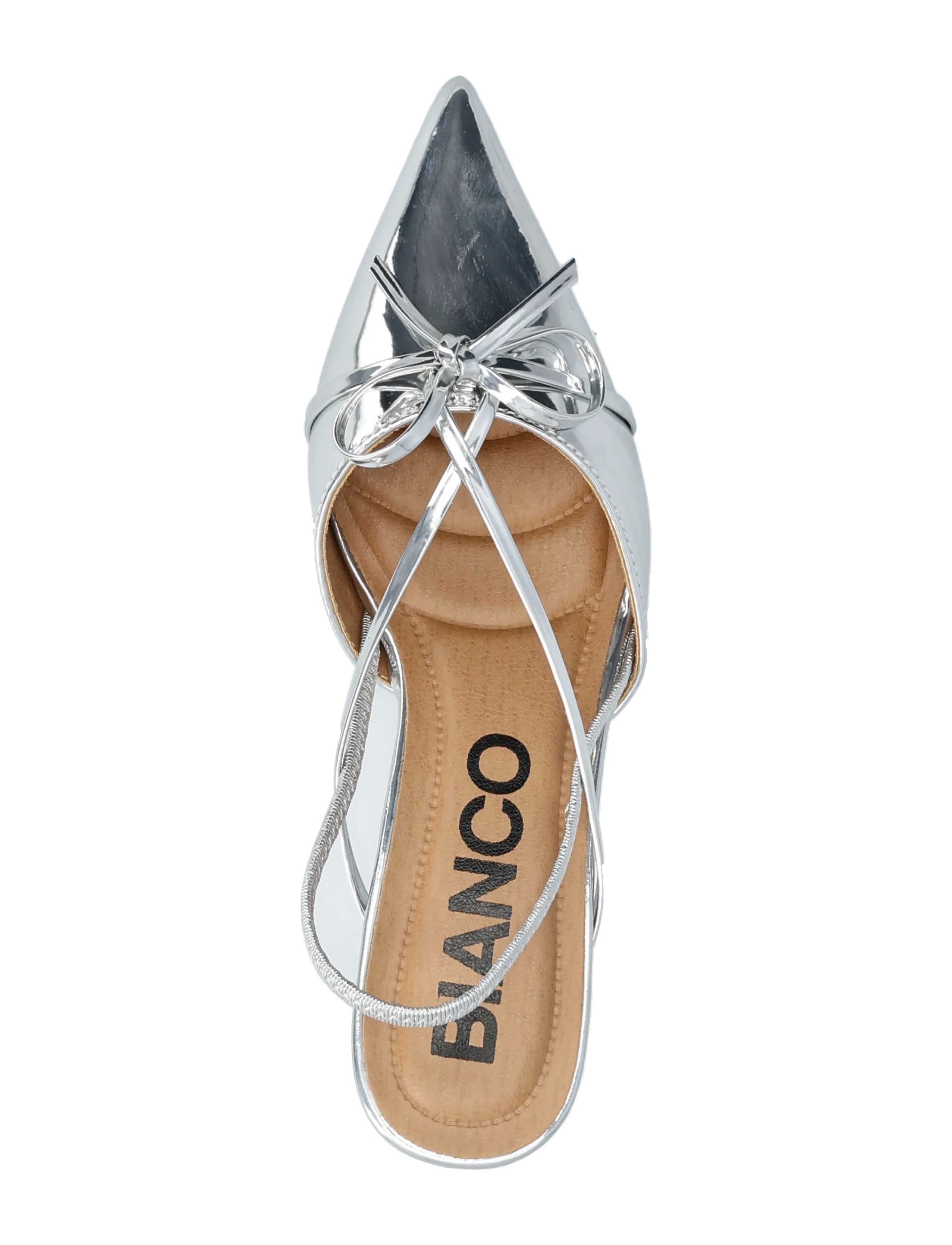 Bianco - BIAKRISTIN Kitten Heel Bow Slingback Faux Leather - högklackade slingbacks - silver mirror - 3