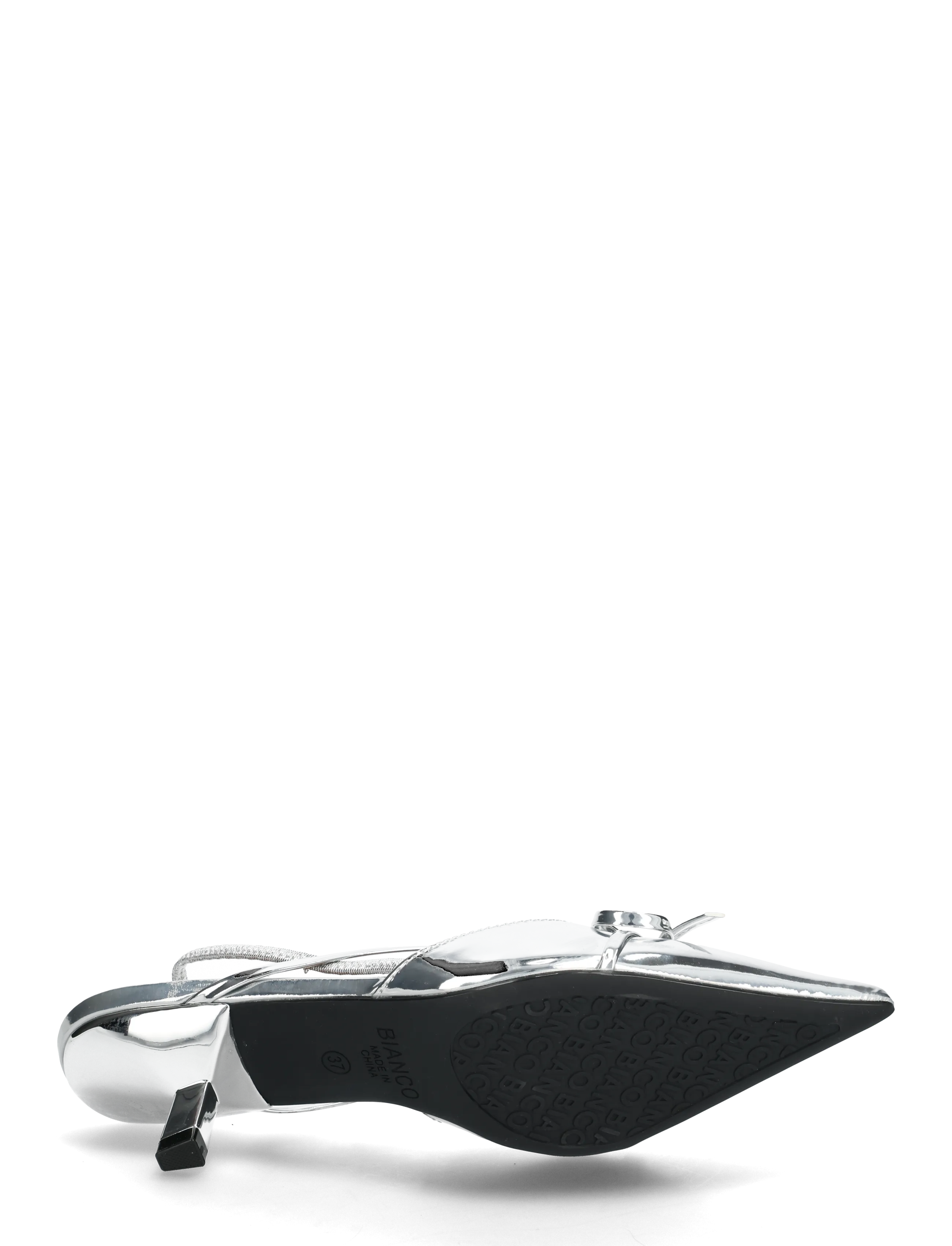 Bianco - BIAKRISTIN Kitten Heel Bow Slingback Faux Leather - högklackade slingbacks - silver mirror - 4
