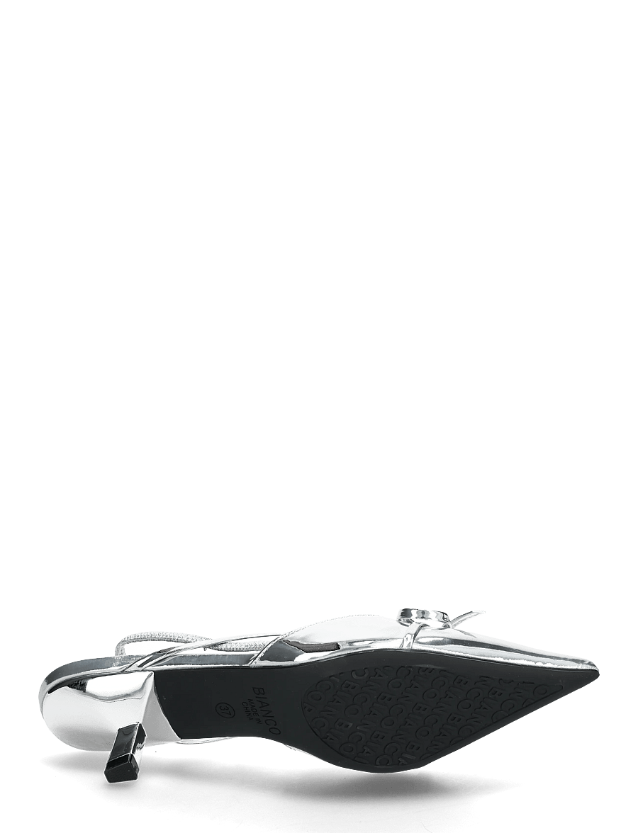 Bianco - BIAKRISTIN Kitten Heel Bow Slingback Faux Leather - slingback-skór með hæl - silver mirror - 4