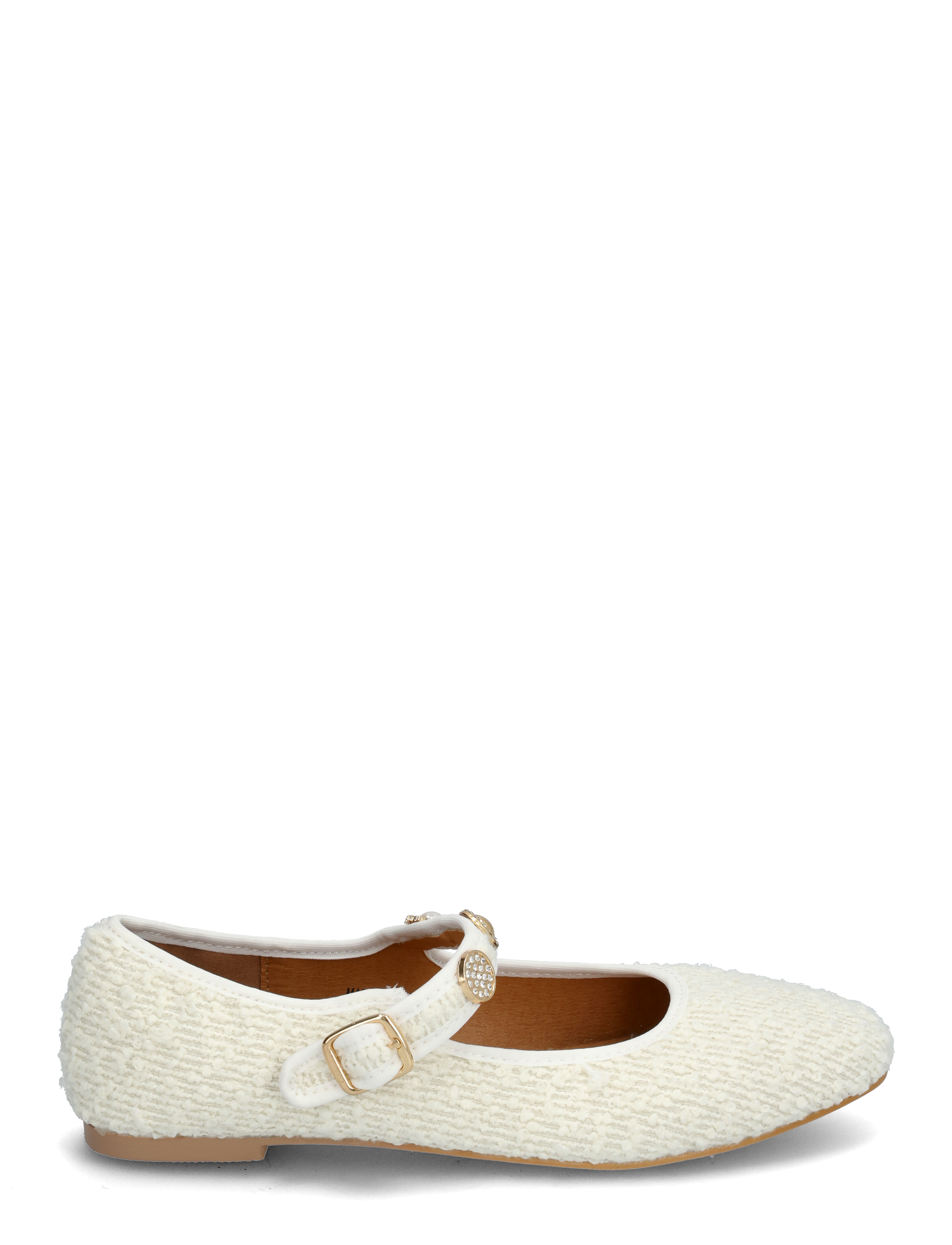 Bianco - BIALILJA Trimmed Mary Jane Textile - ballerinaer - beige - 1