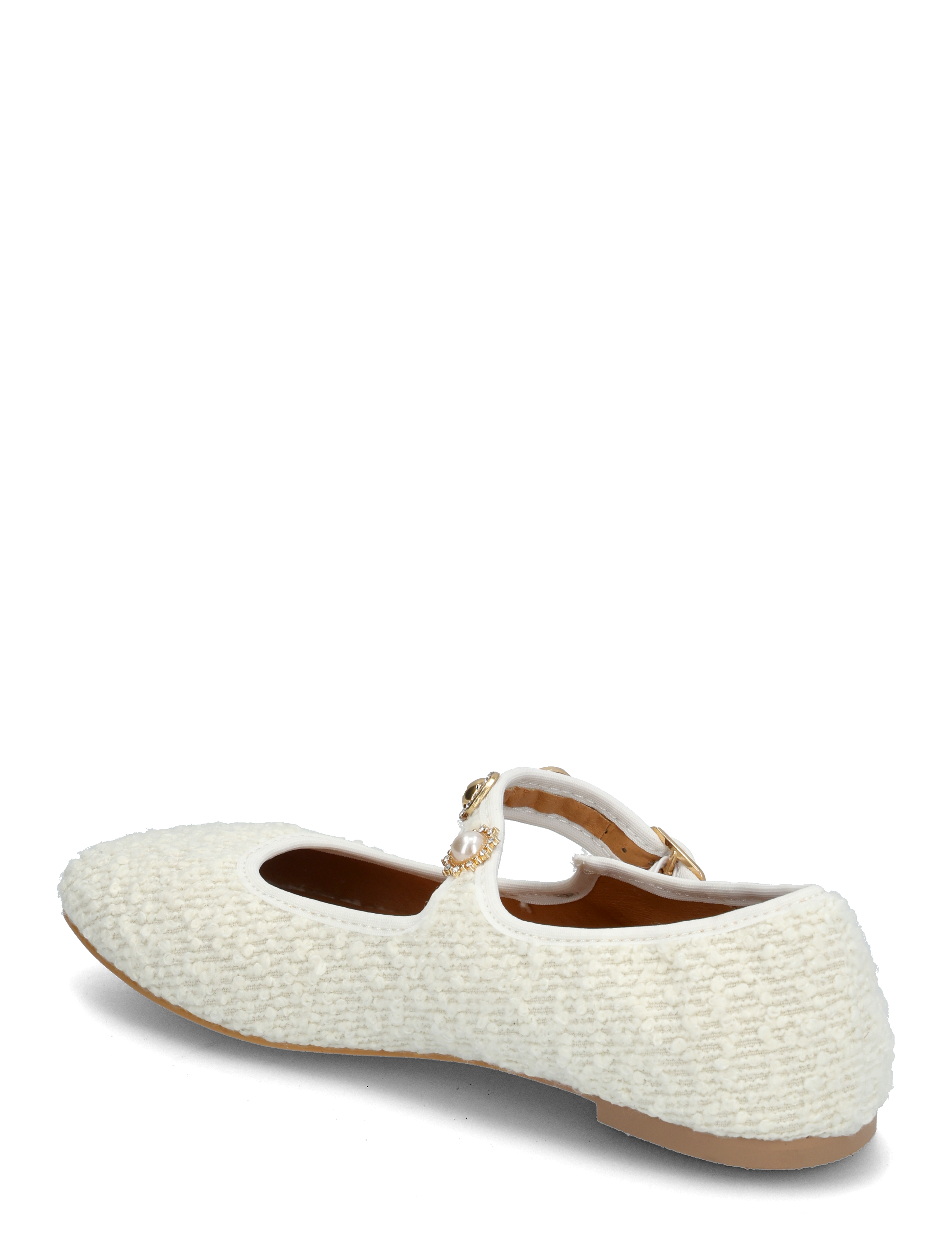 Bianco - BIALILJA Trimmed Mary Jane Textile - ballerinaer - beige - 2
