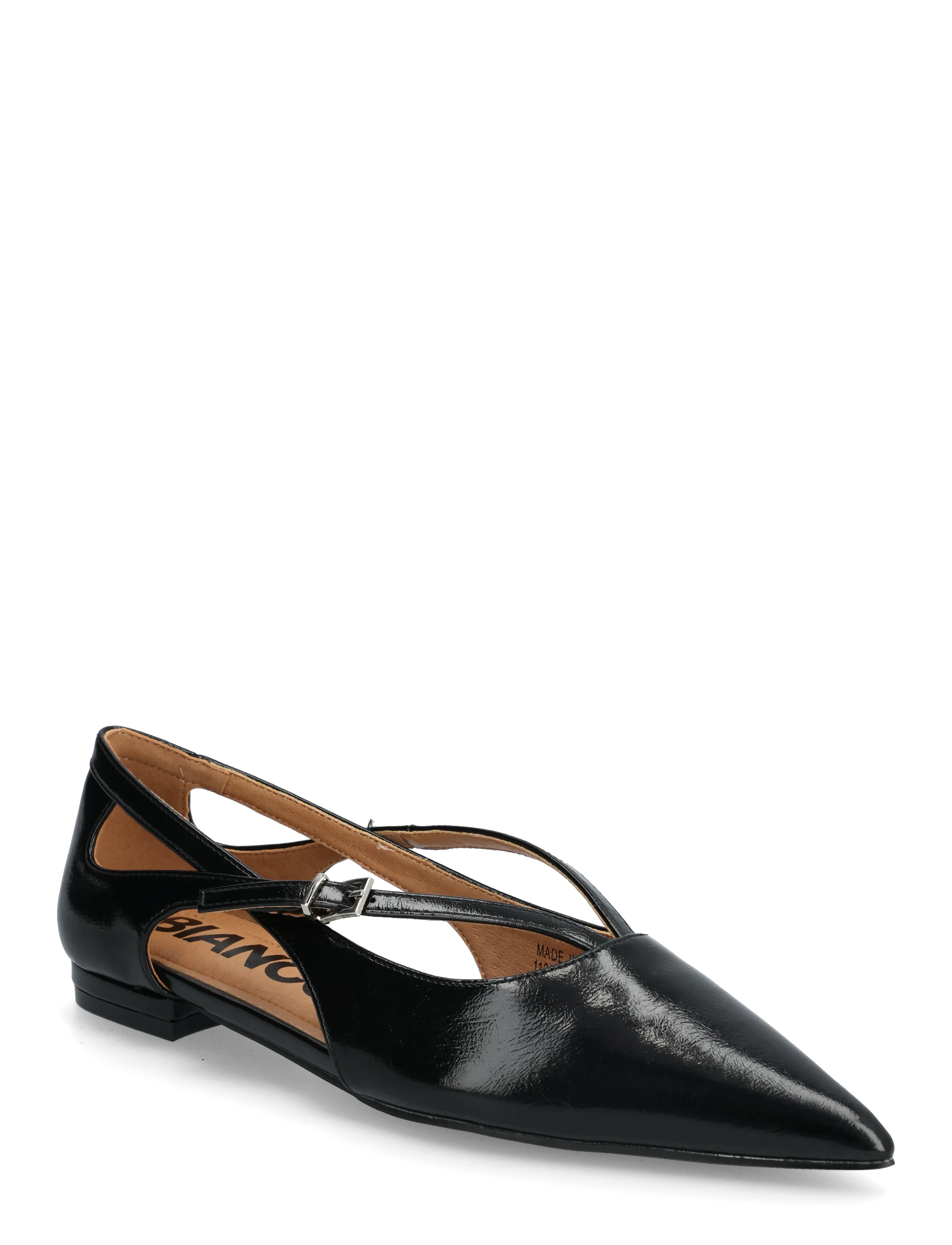 Bianco BIABARI Cut Out Pointy Flat Faux Leather - Mary Jane -kengät - BLACK / black