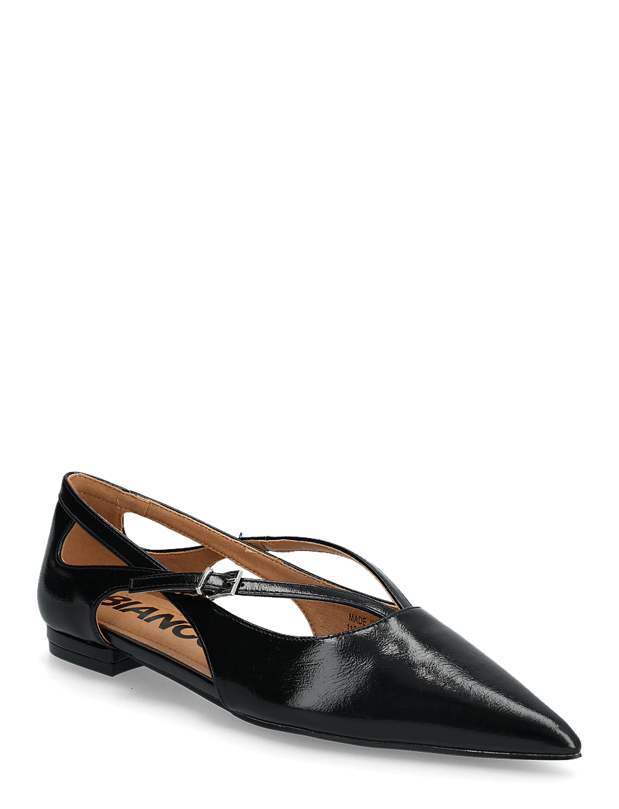 Bianco - BIABARI Cut Out Pointy Flat Faux Leather - flache sandalen - black - 0